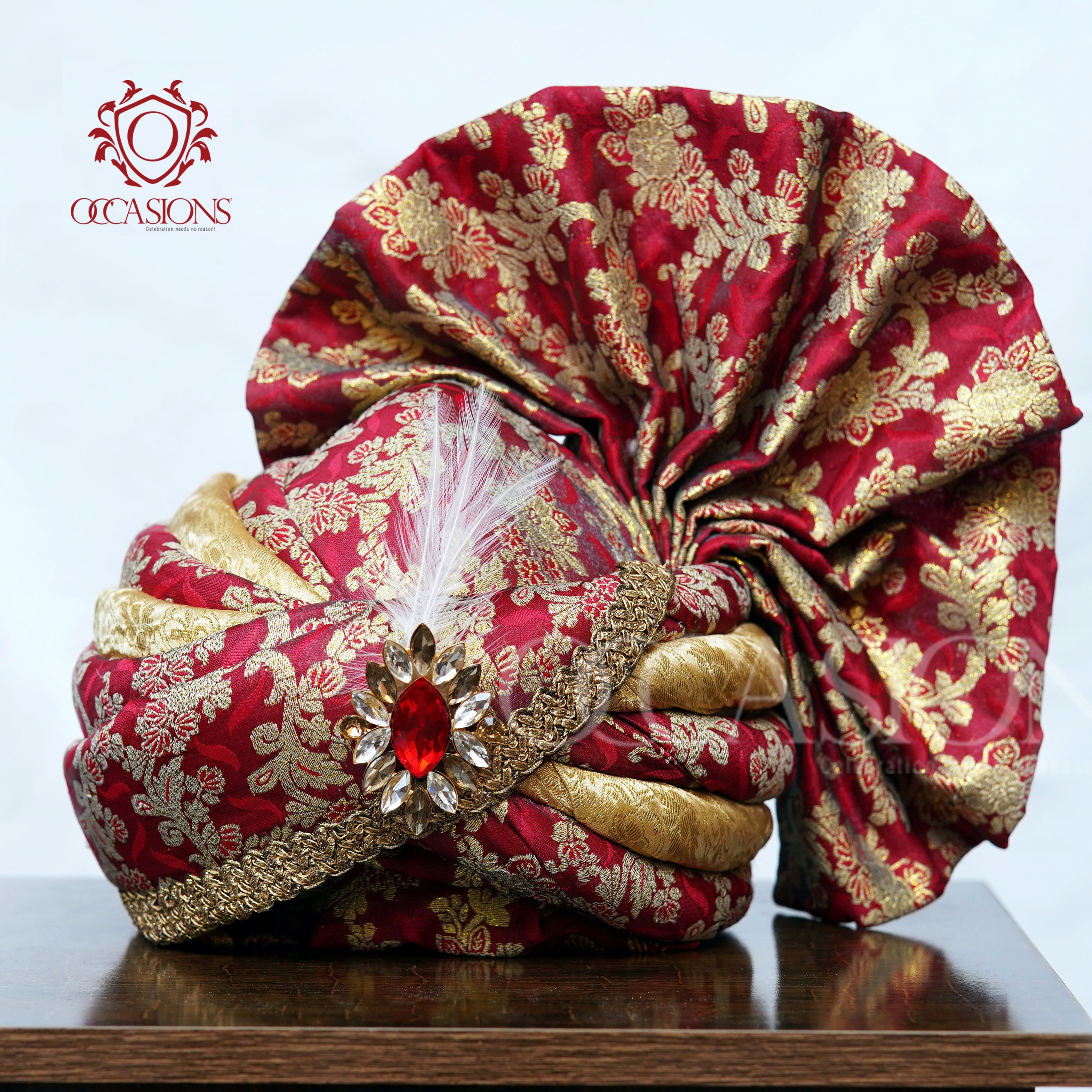 Rajasthani Pagdi Long Tail Brooch n Feather