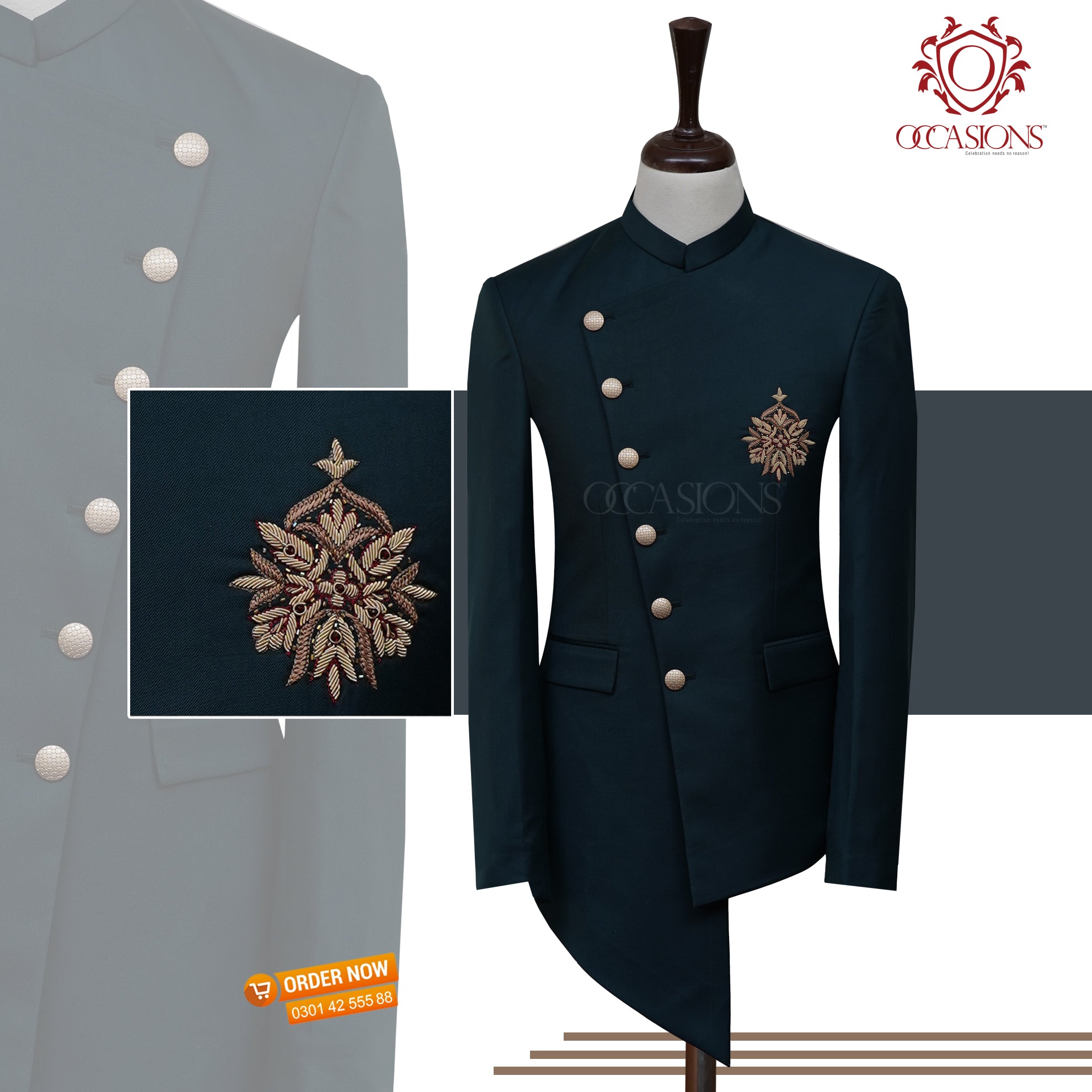 Groom Angrakha Green Prince Coat Green