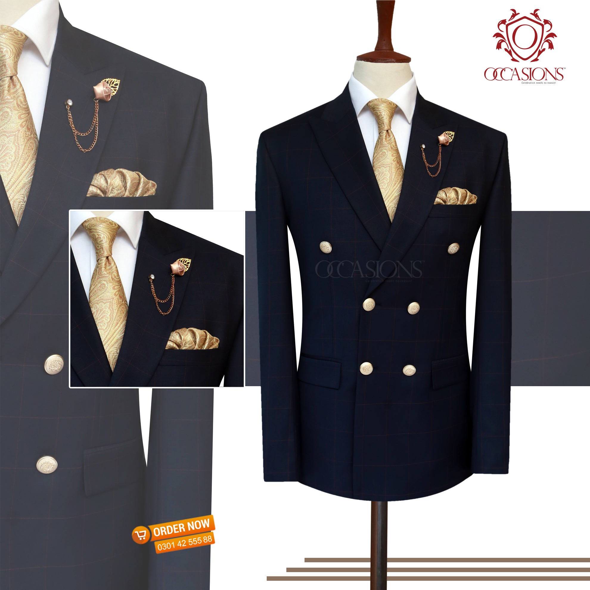 Classic Navy Blue Double-Breasted Suit