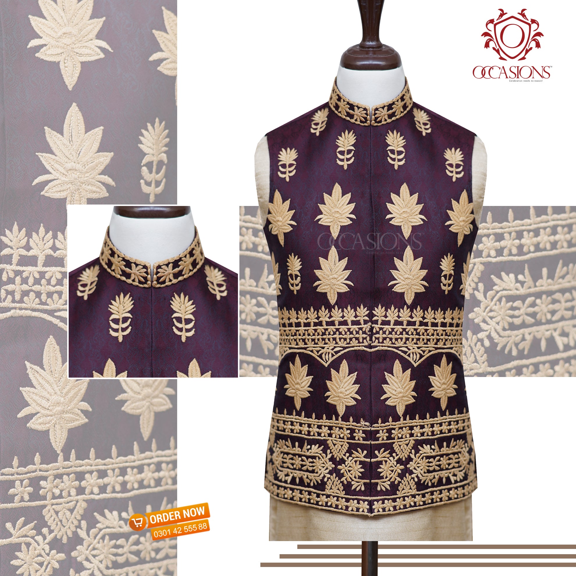 Plum and Golden Waist Coat Plum
