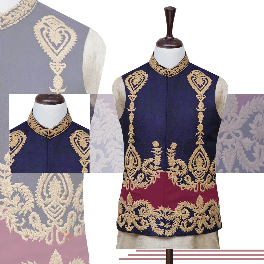 Antique Purple Maroon Waist Coat Purple