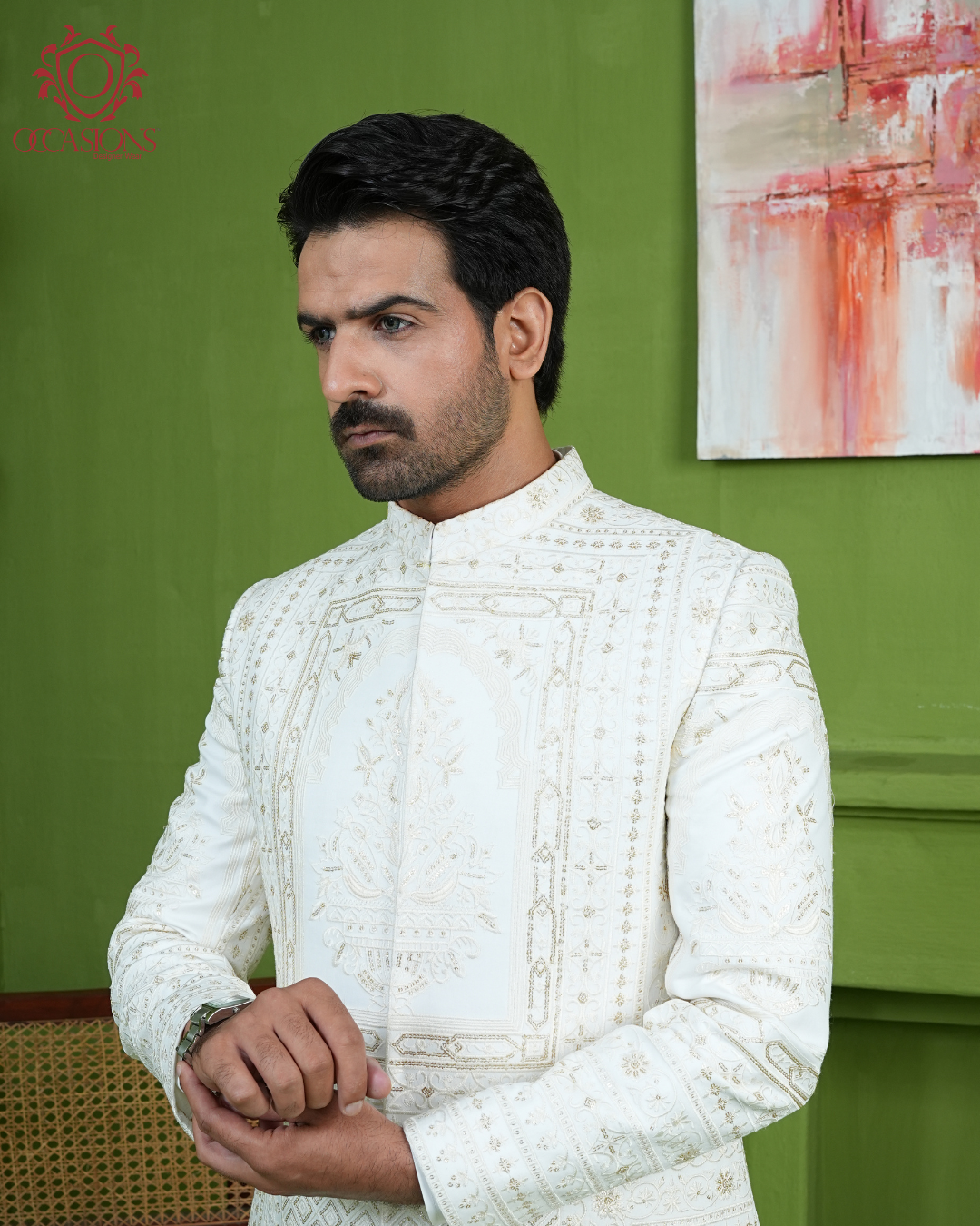 Ivory Gold Antique Luxury Sherwani