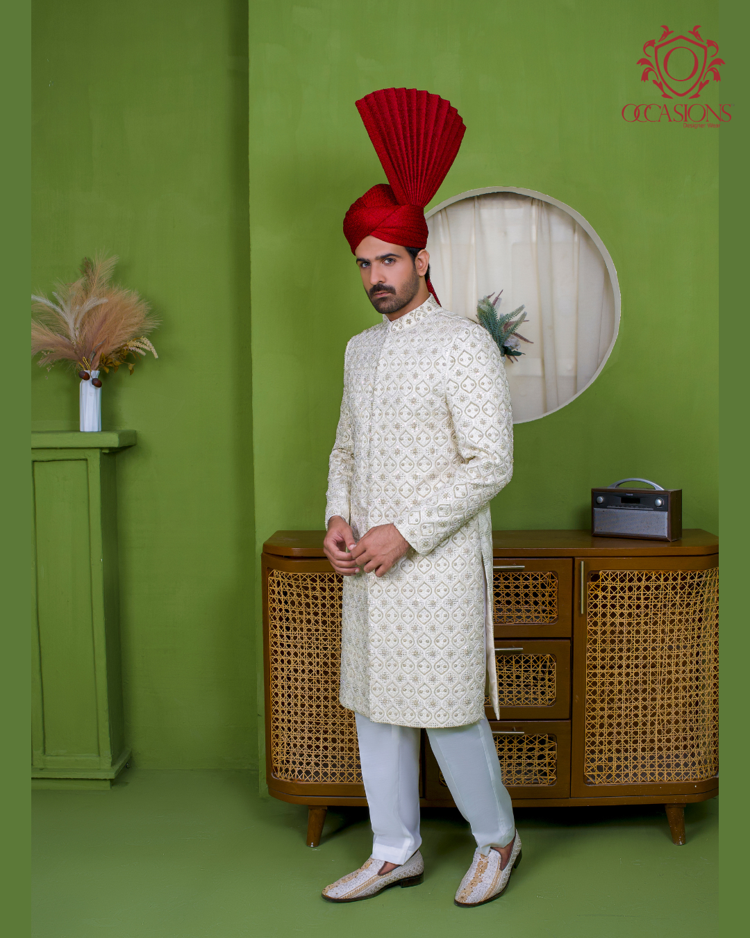 Ivory off-White Embelished Sherwani