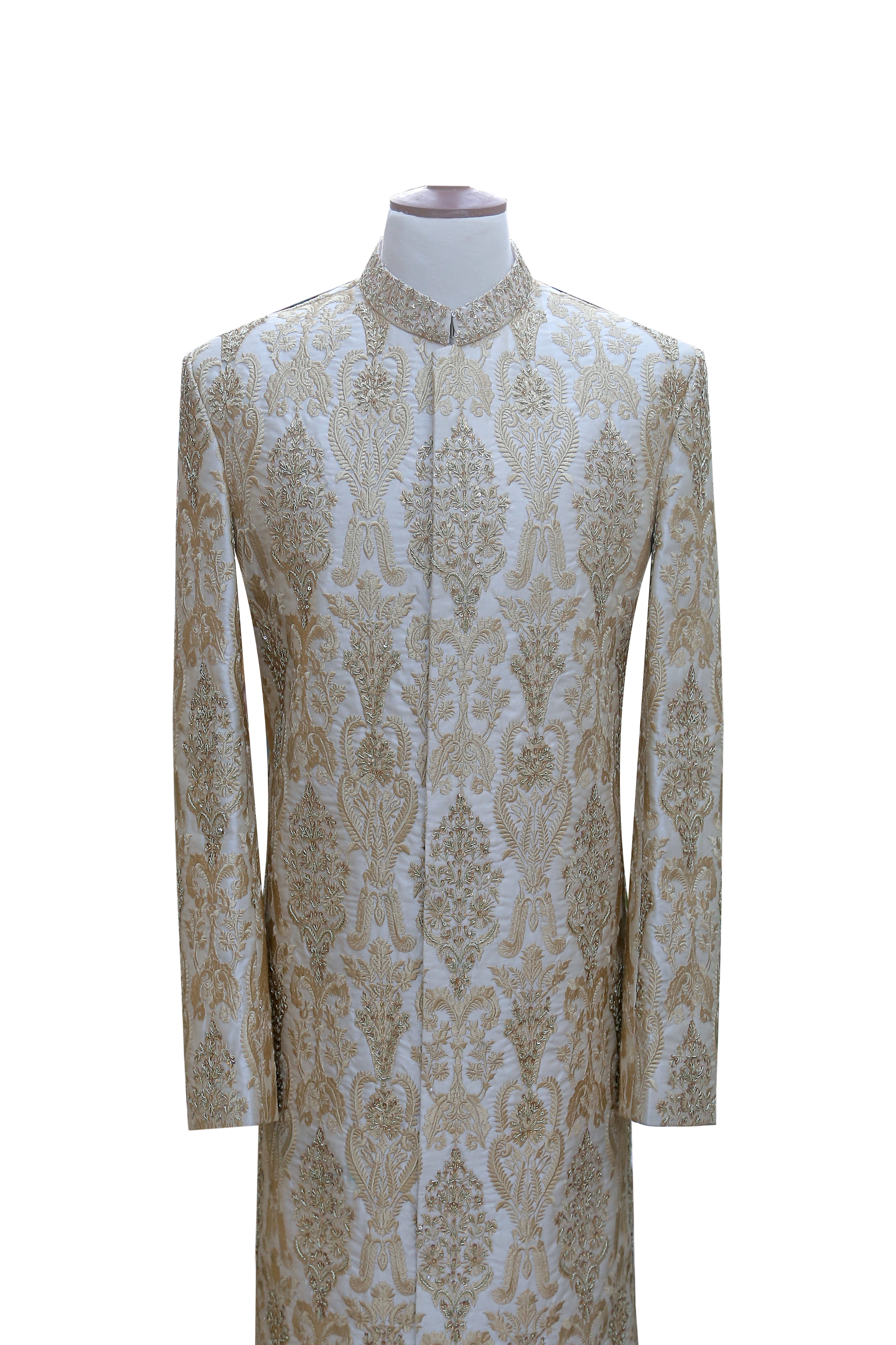 Groom Ivory Gold Luxury Sherwani Ivory Gold