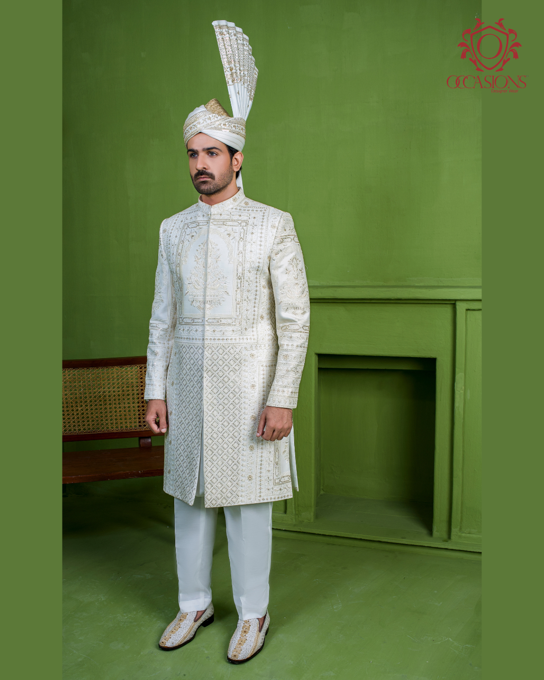 Ivory Gold Antique Luxury Sherwani
