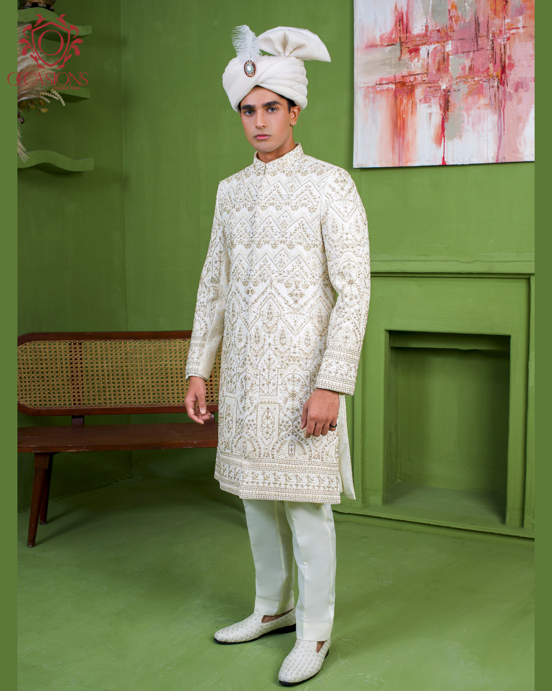 White Gold Story Design Luxury Sherwani