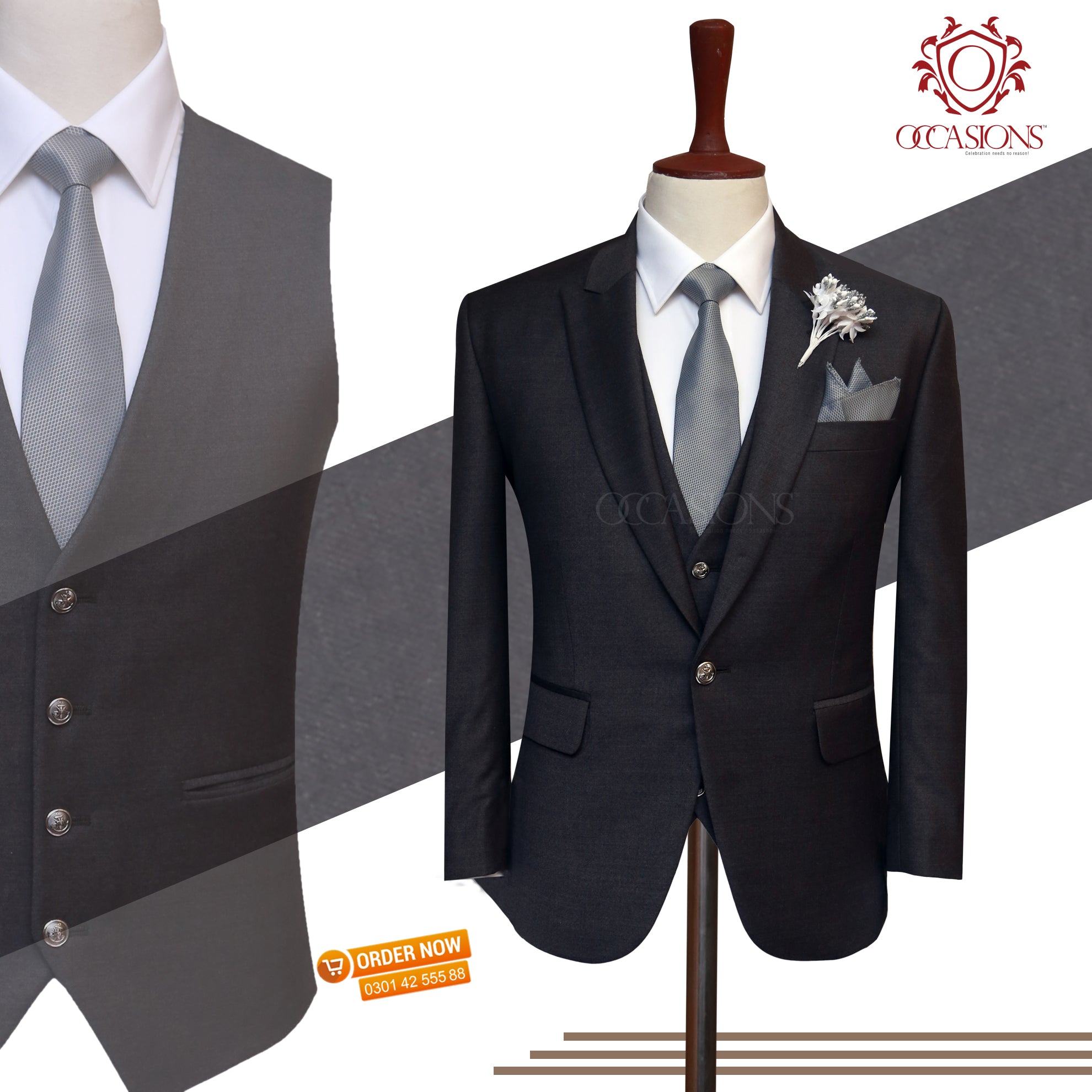 Classic Charcoal 3 Piece Suit