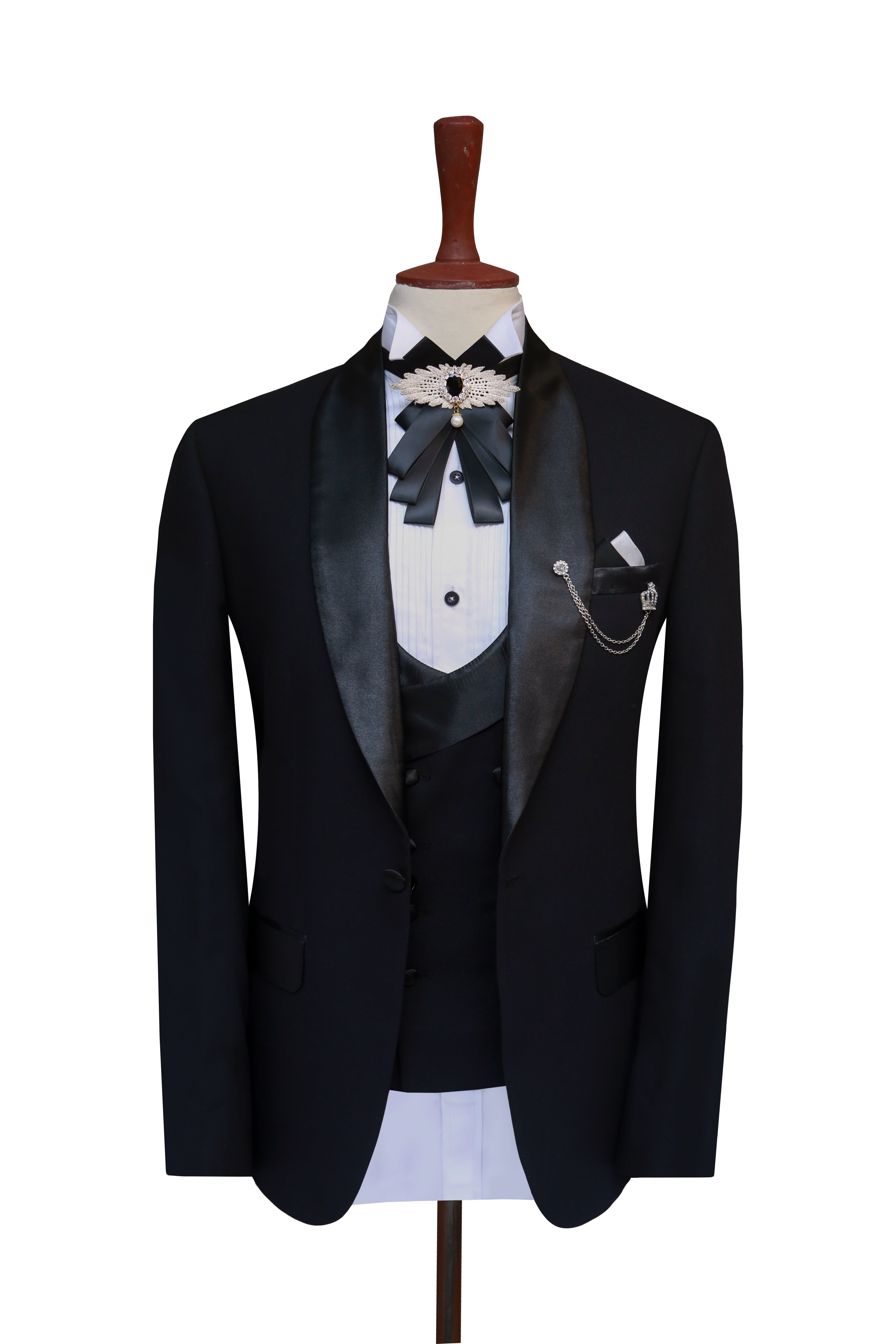 All Black Tuxedo Three Piece Suit Black