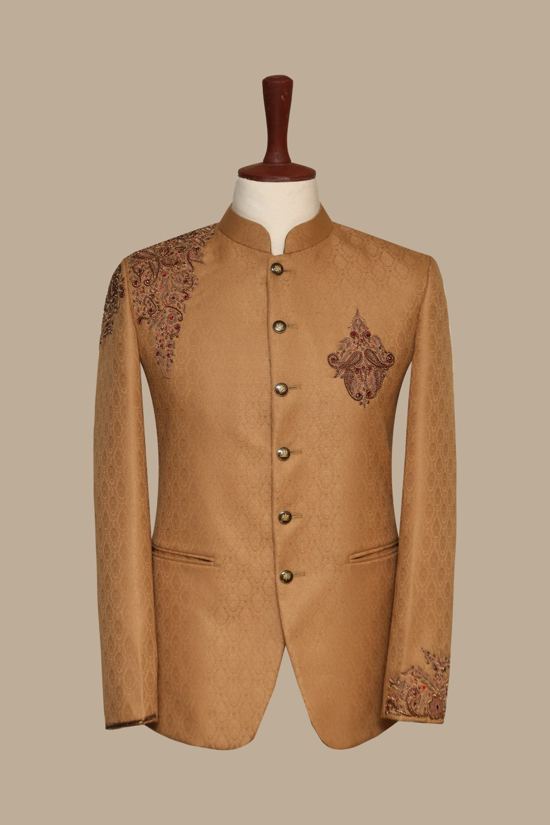 Refined Tan Gold Shoulder Prince Coat Tan Gold