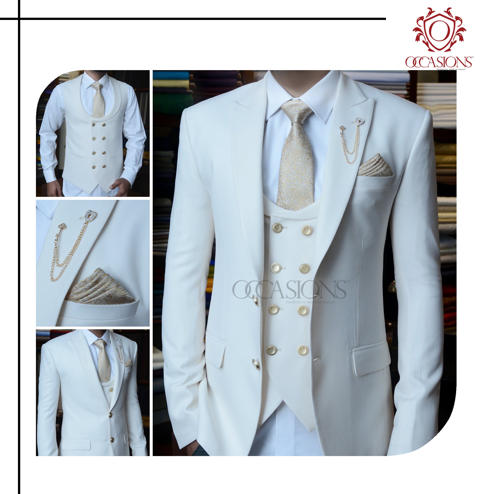 Iconic Ivory White Tuxedo Suit