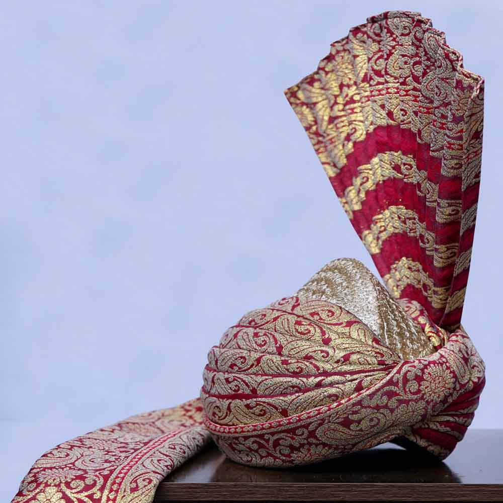Maroon& Antique Gold Contrast Aitchison for Groom maroon