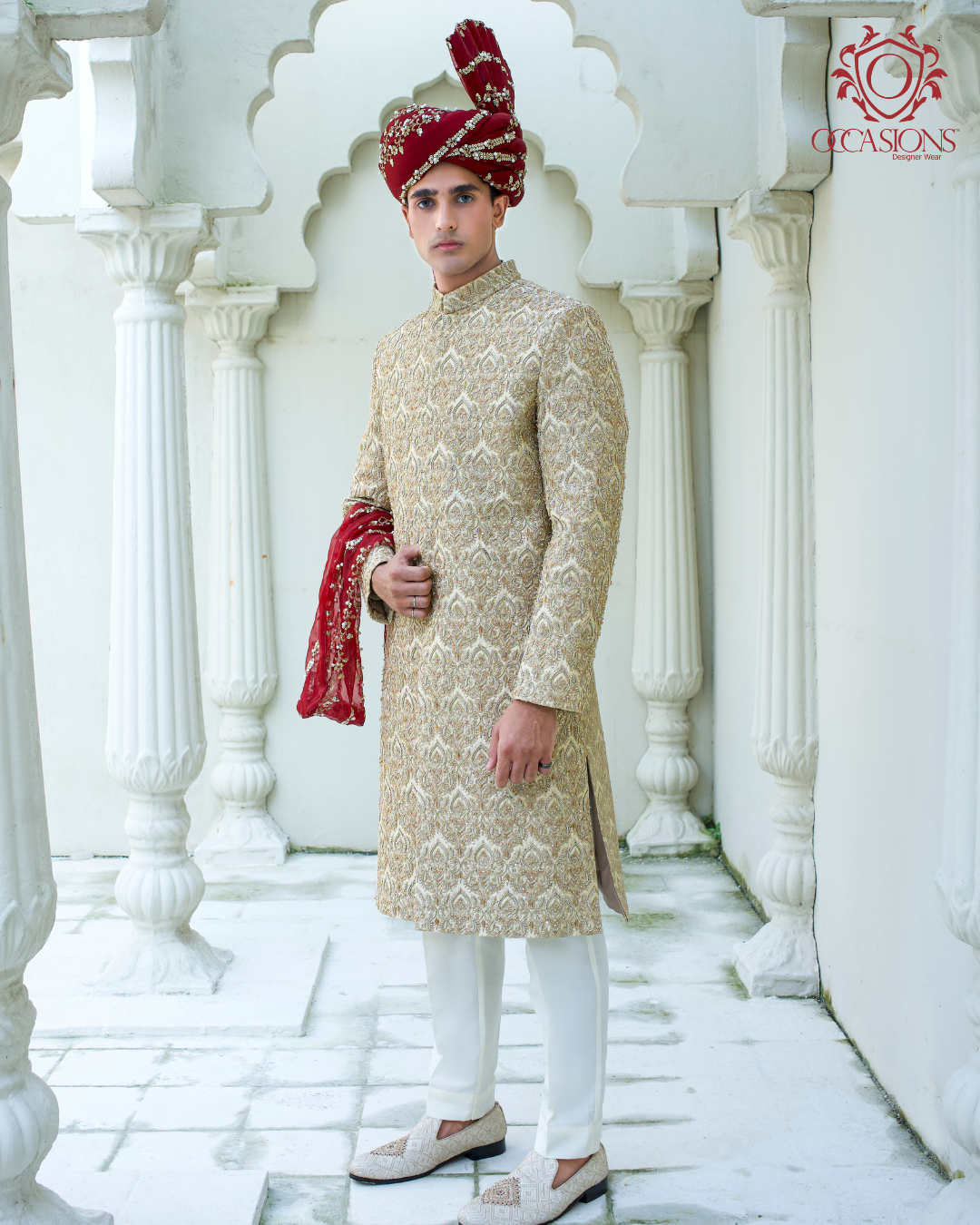 Soft Rose Golden Embelished Sherwani