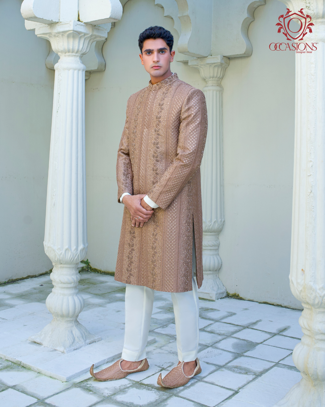 Brownish Gold SQ10 Embelished Sherwani