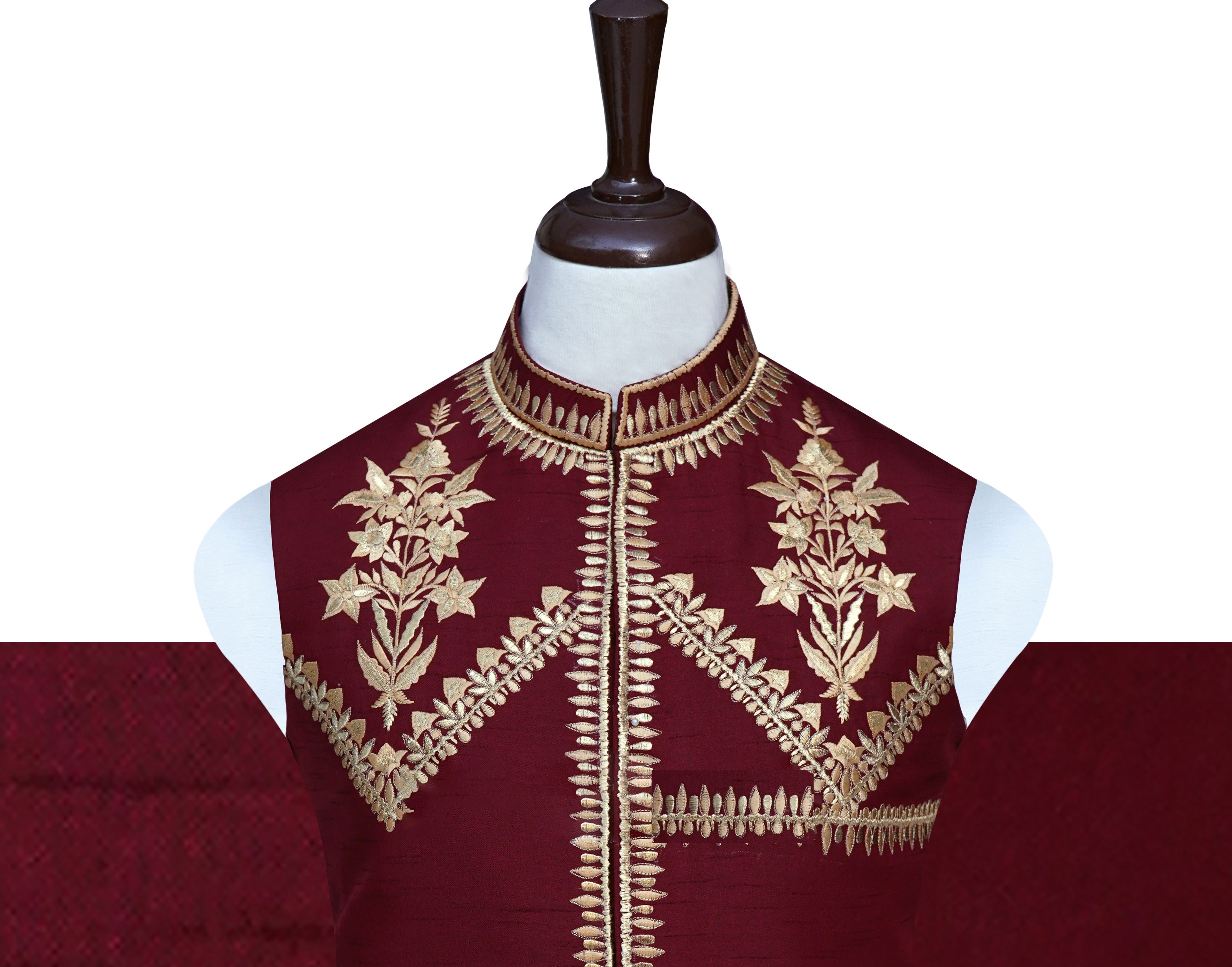Maroon Golden Waist Coat Maroon