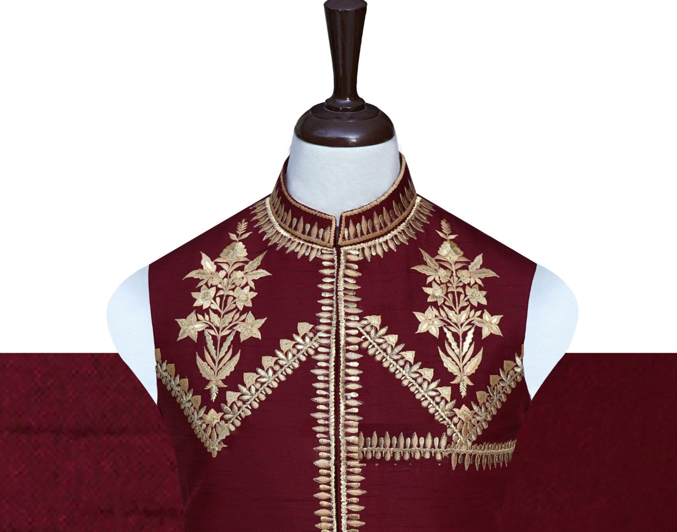 Maroon Golden Waist Coat	Maroon