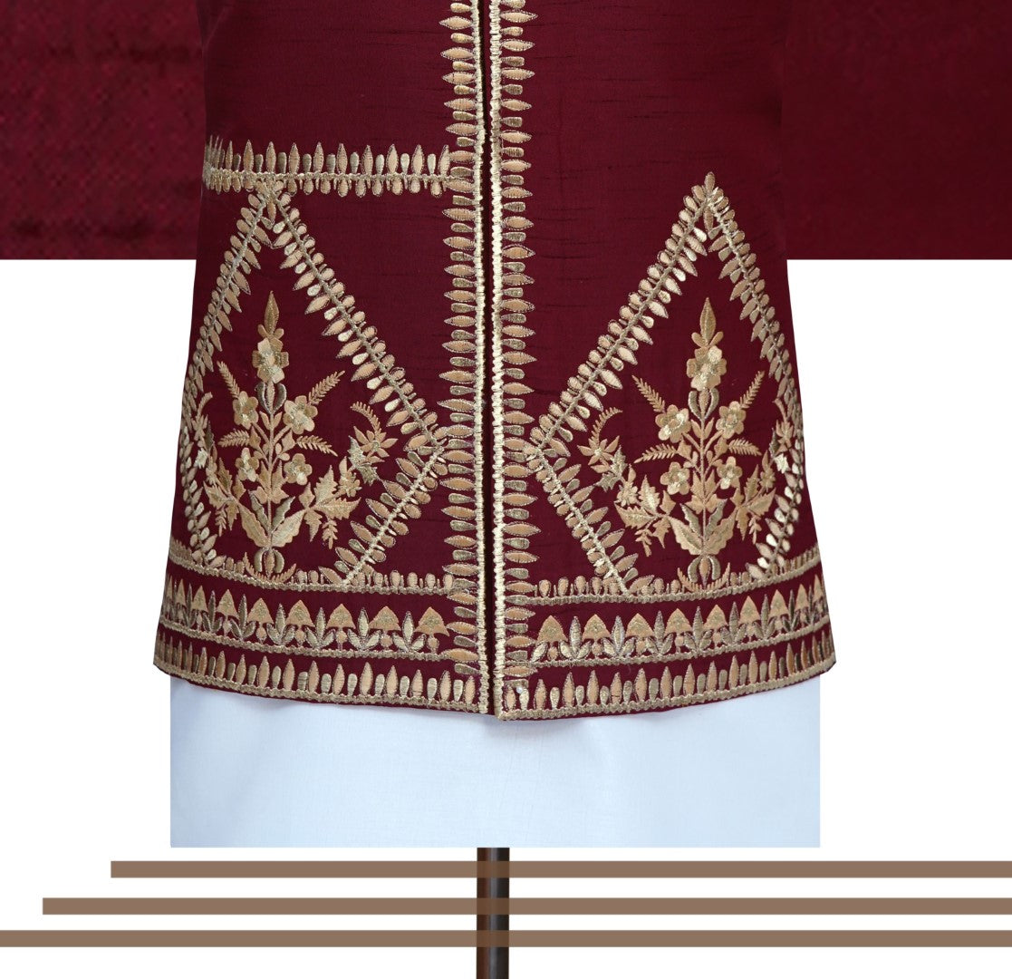 Maroon Golden Waist Coat Maroon
