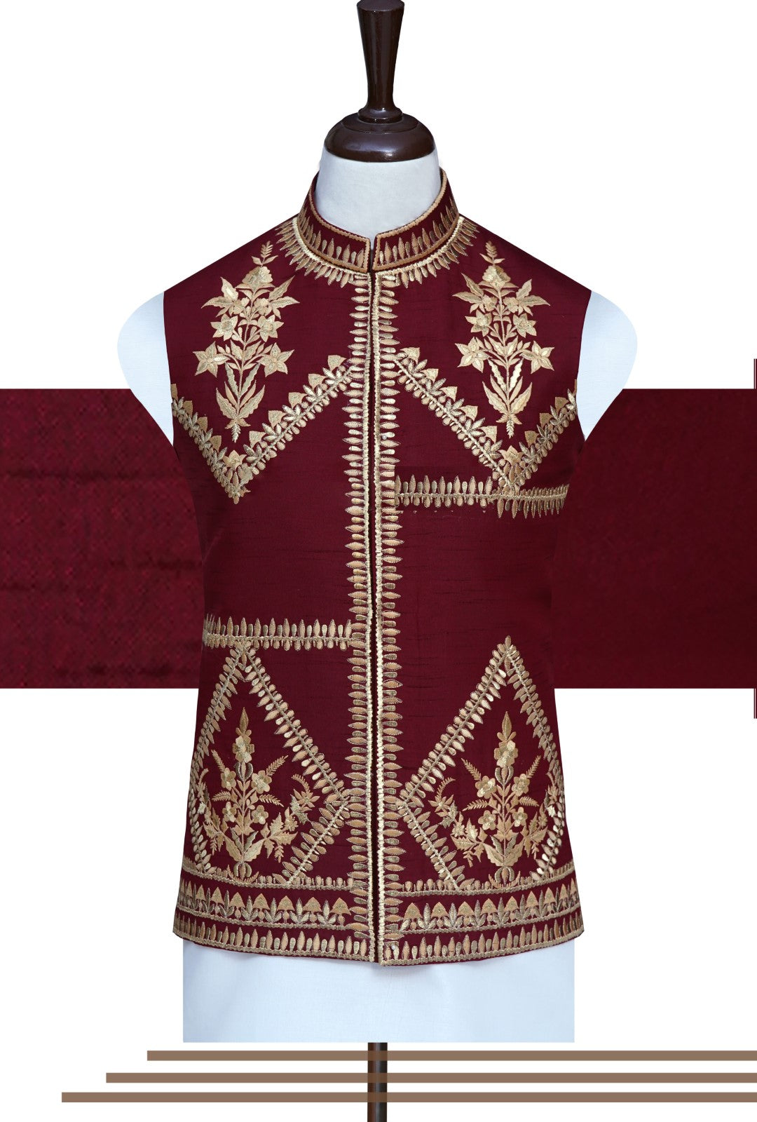 Maroon Golden Waist Coat Maroon