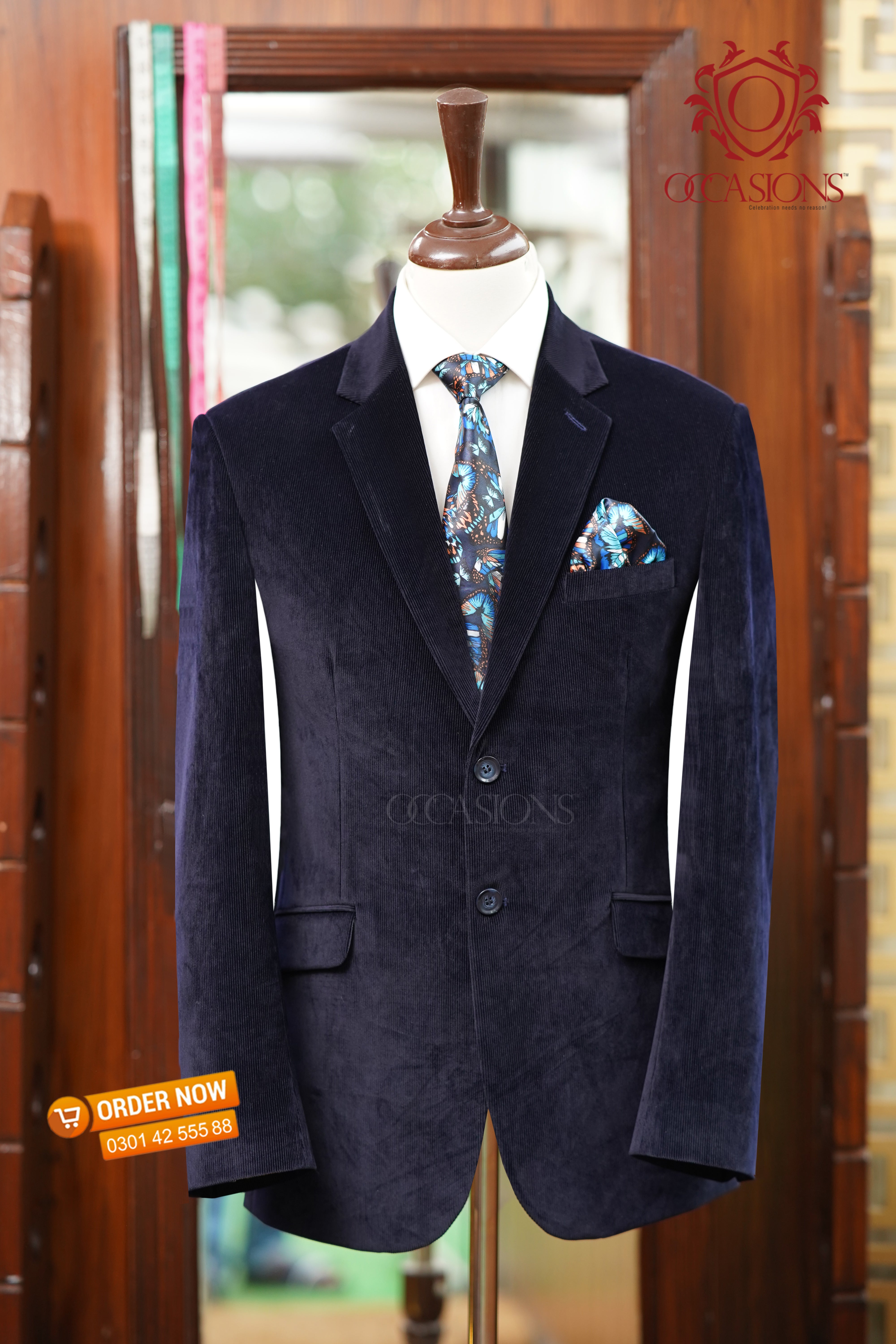 Stretch Pin Corduroy Blue Jacket