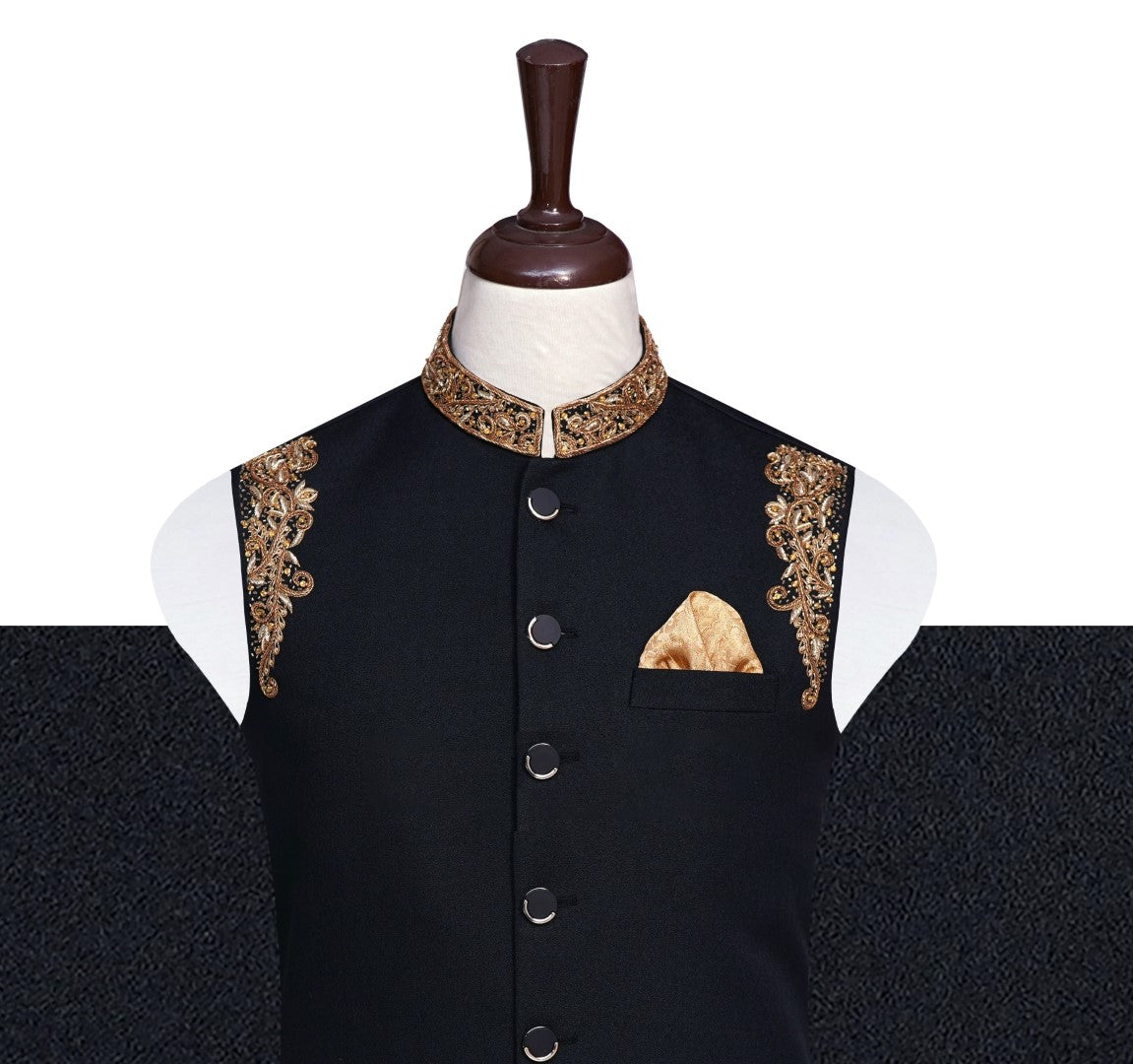 Black Gold Waist Coat Black