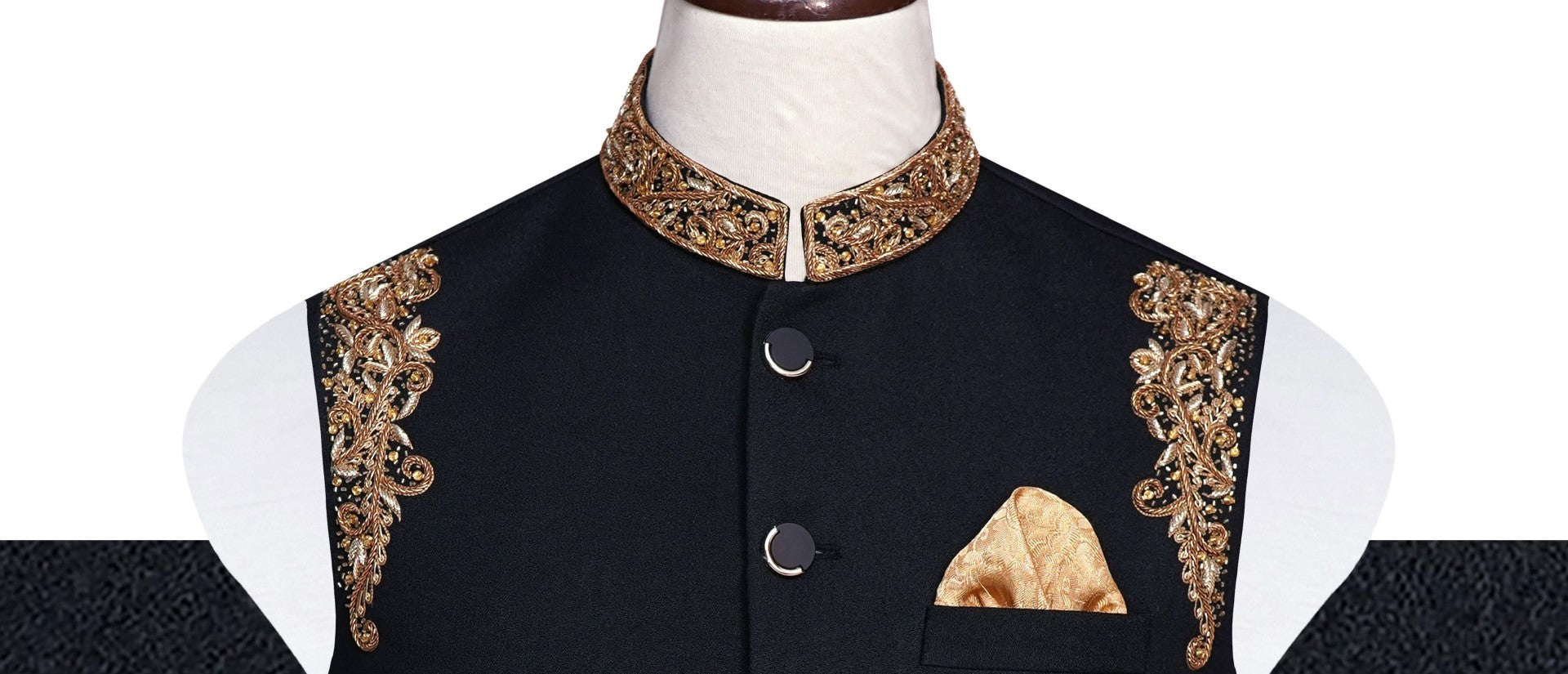 Black Gold Waist Coat Black