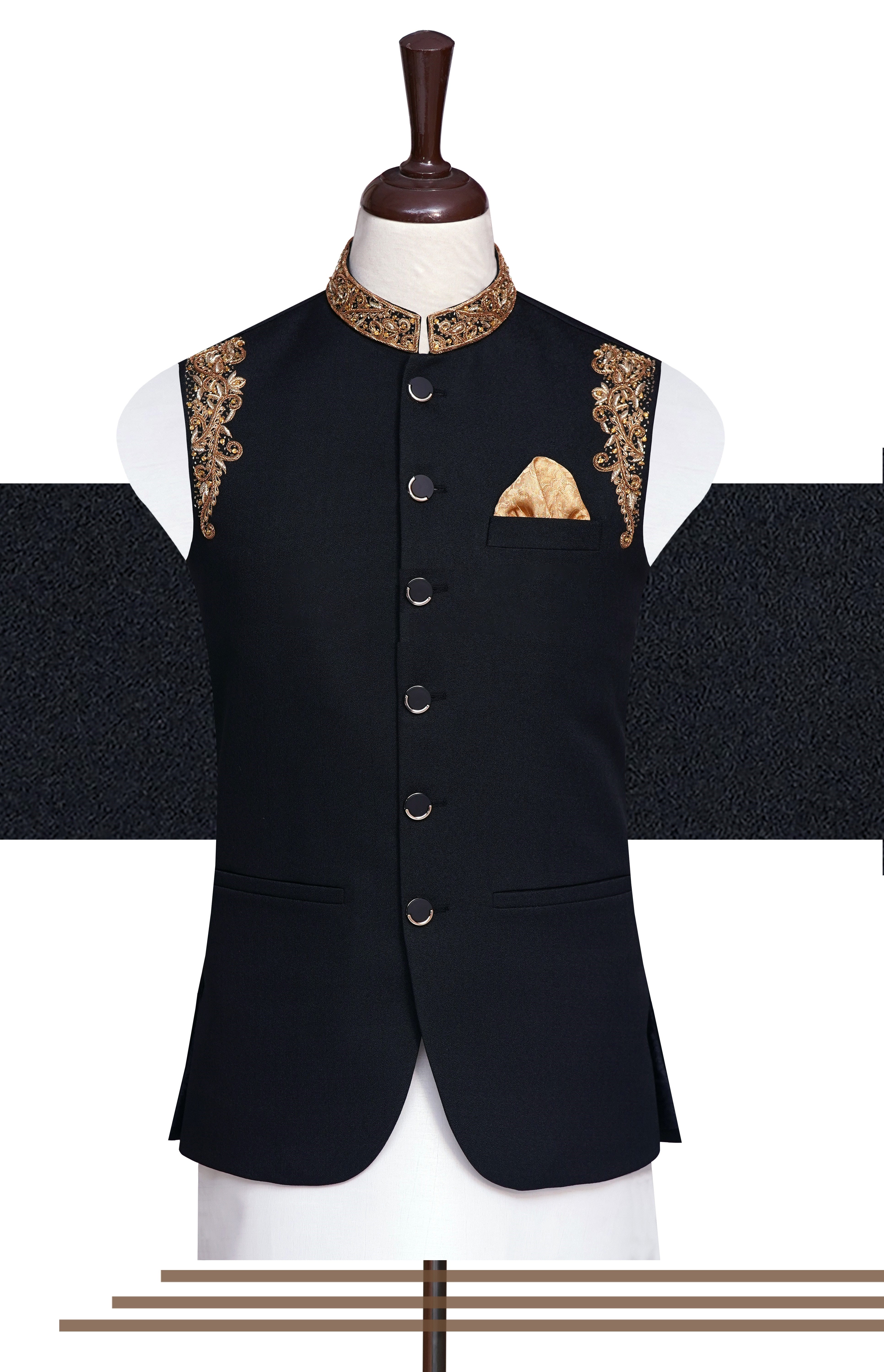 Black Gold Waist Coat Black