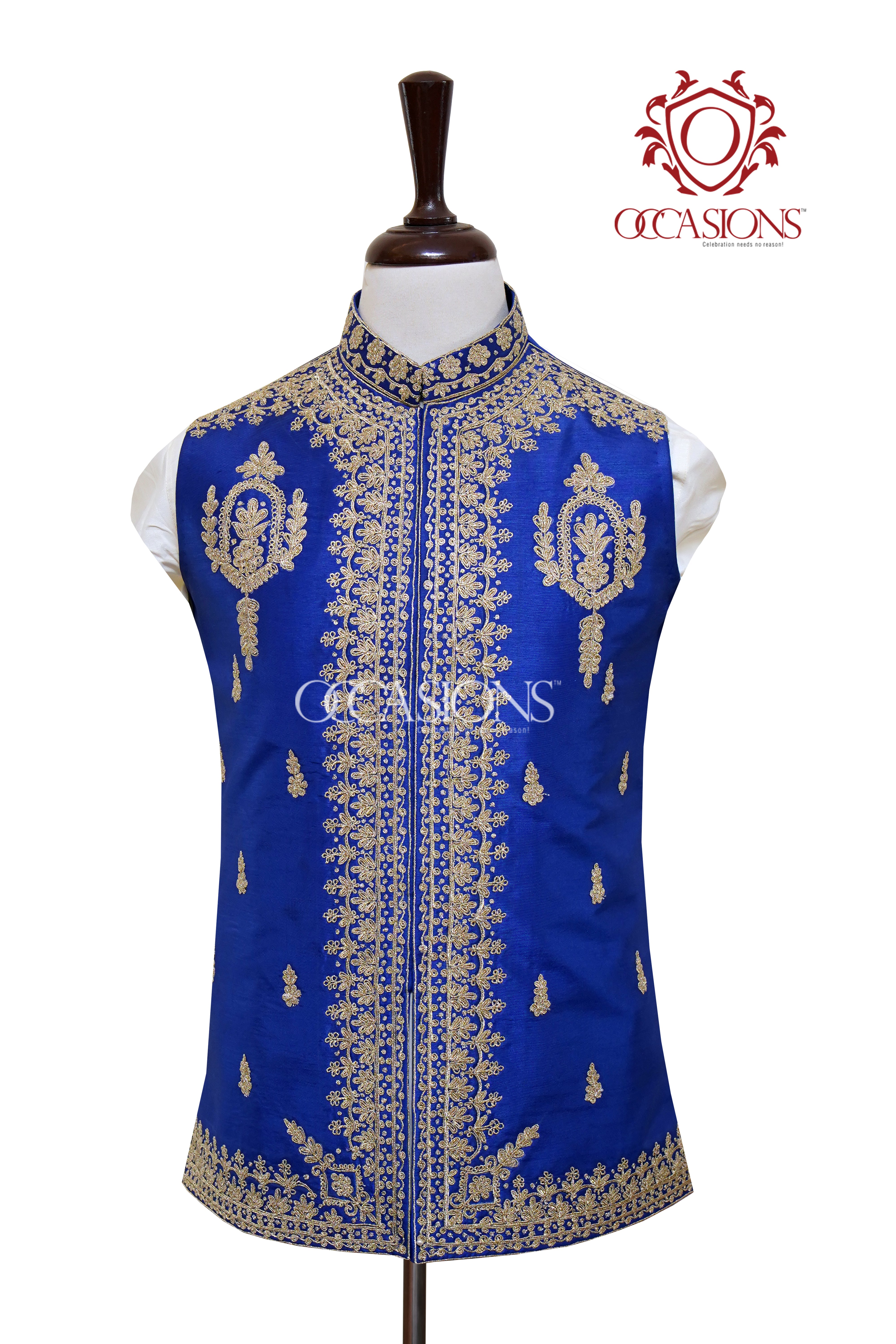 Iconic Royal Blue Golden Waist Coat Blue