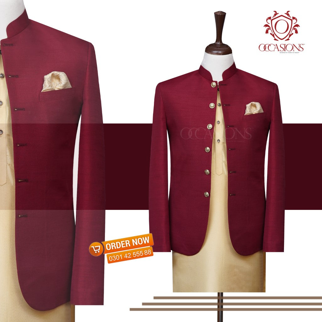Simple Basic  Maroon Prince Coat Maroon