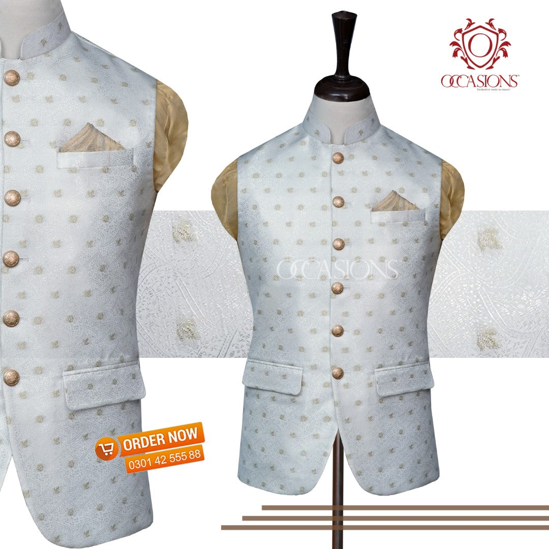 Ivory Off White Basic Waistcoat	Ivory White