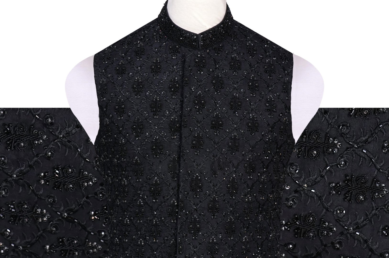 Luxury Groom Black Waist Coat	Black