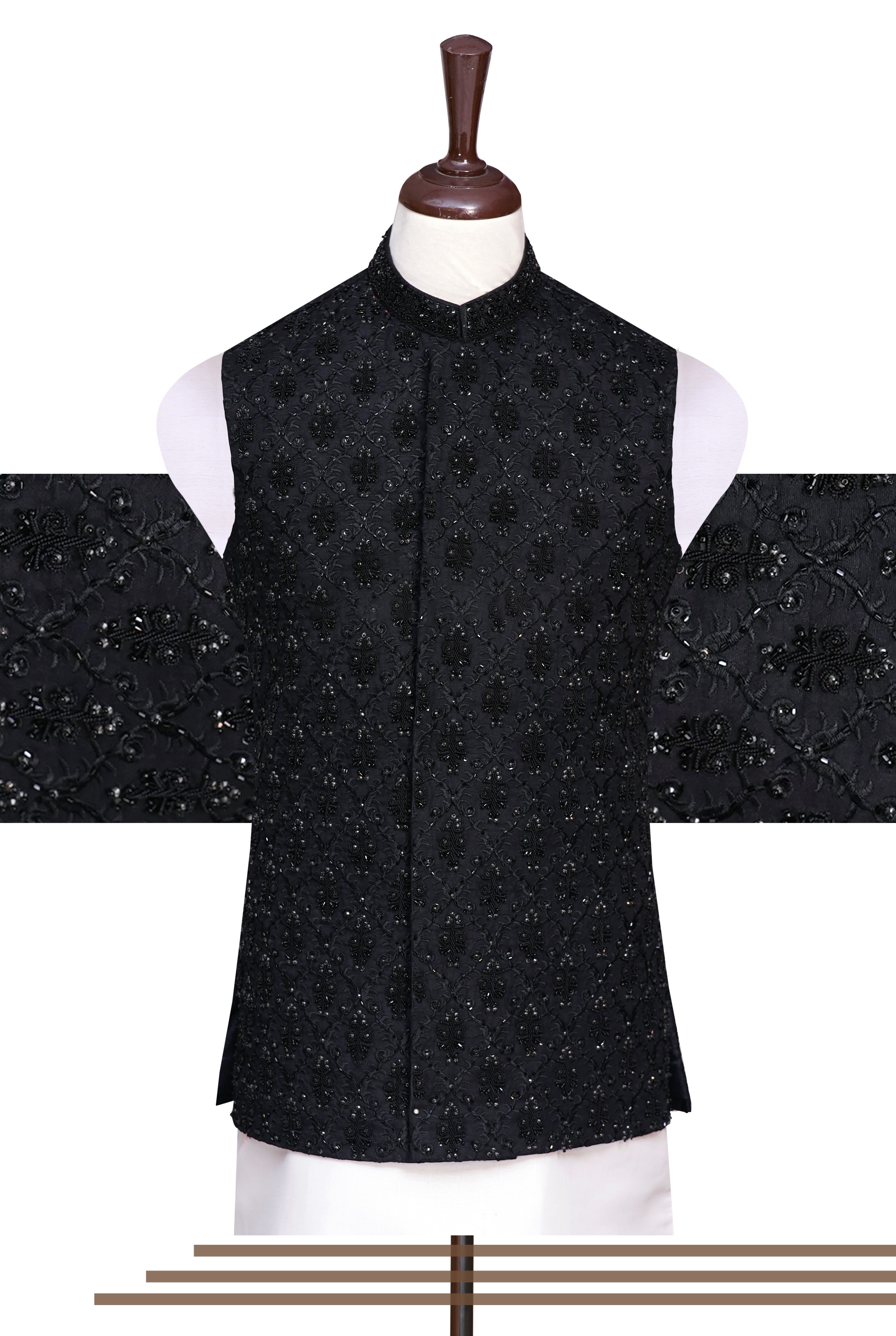 Luxury Groom Black Waist Coat	Black