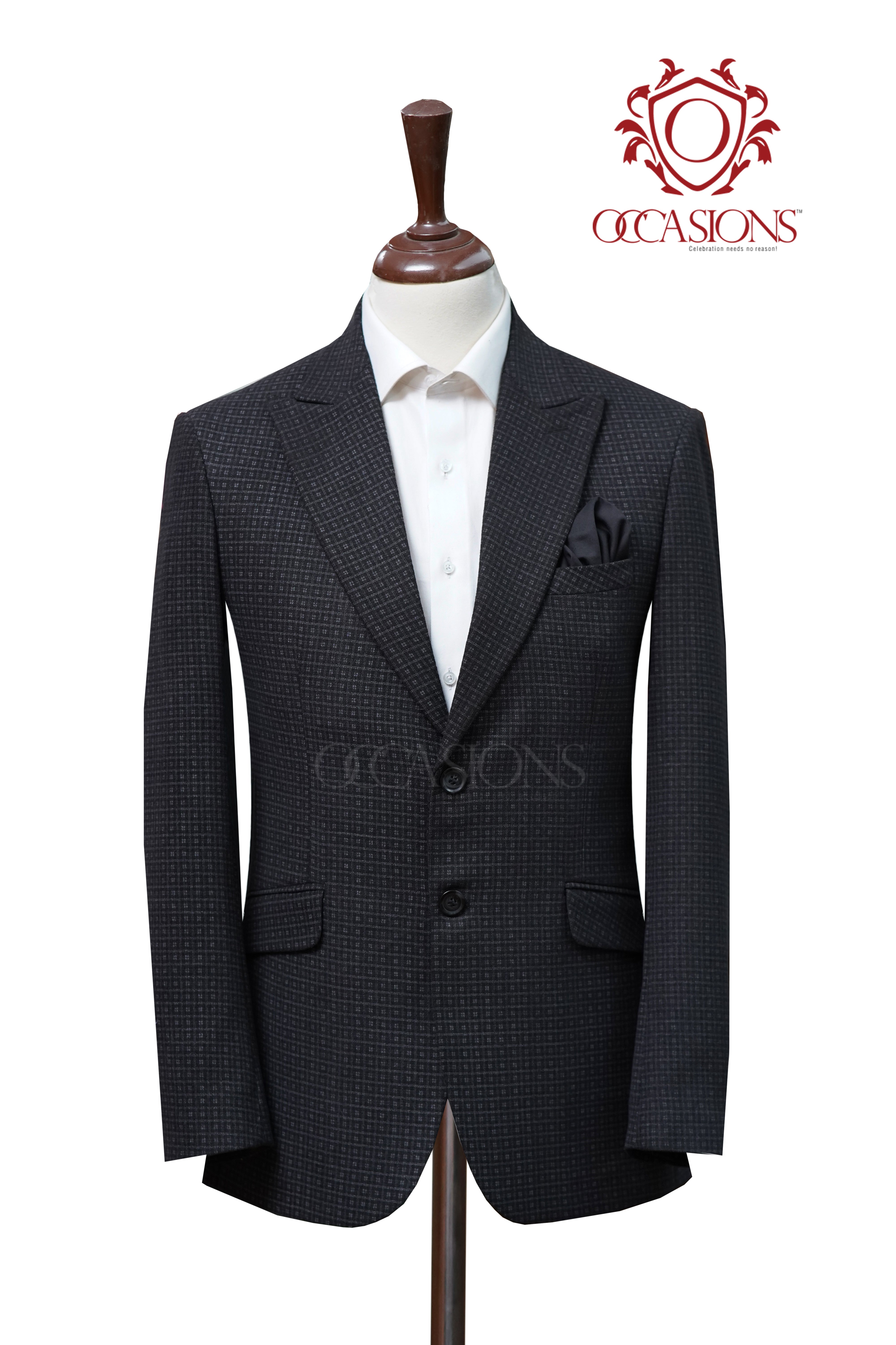 Blackish Grey Plaid Wool Jacket