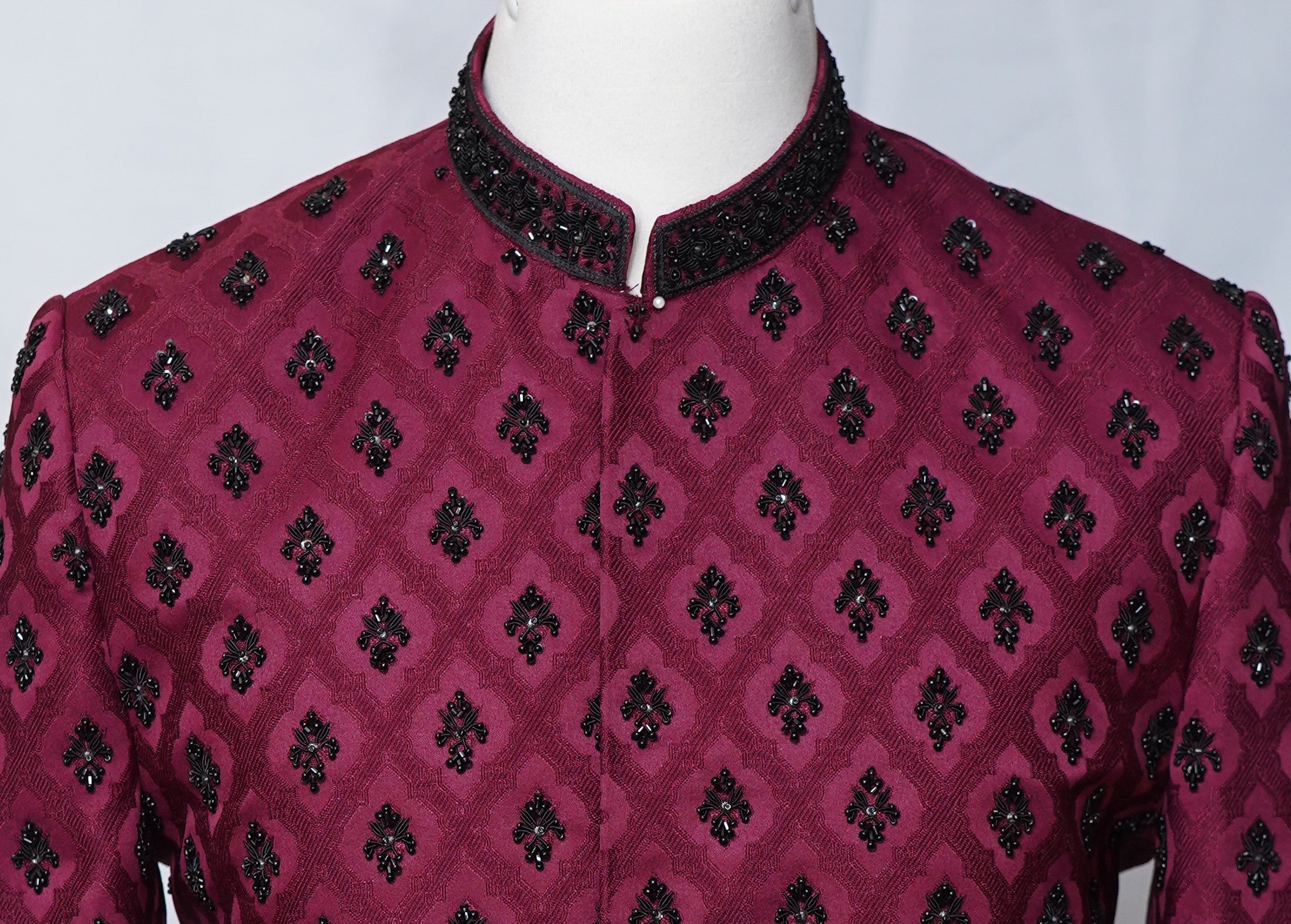 Royal Groom Mehroon Black Prince Coat Maroon
