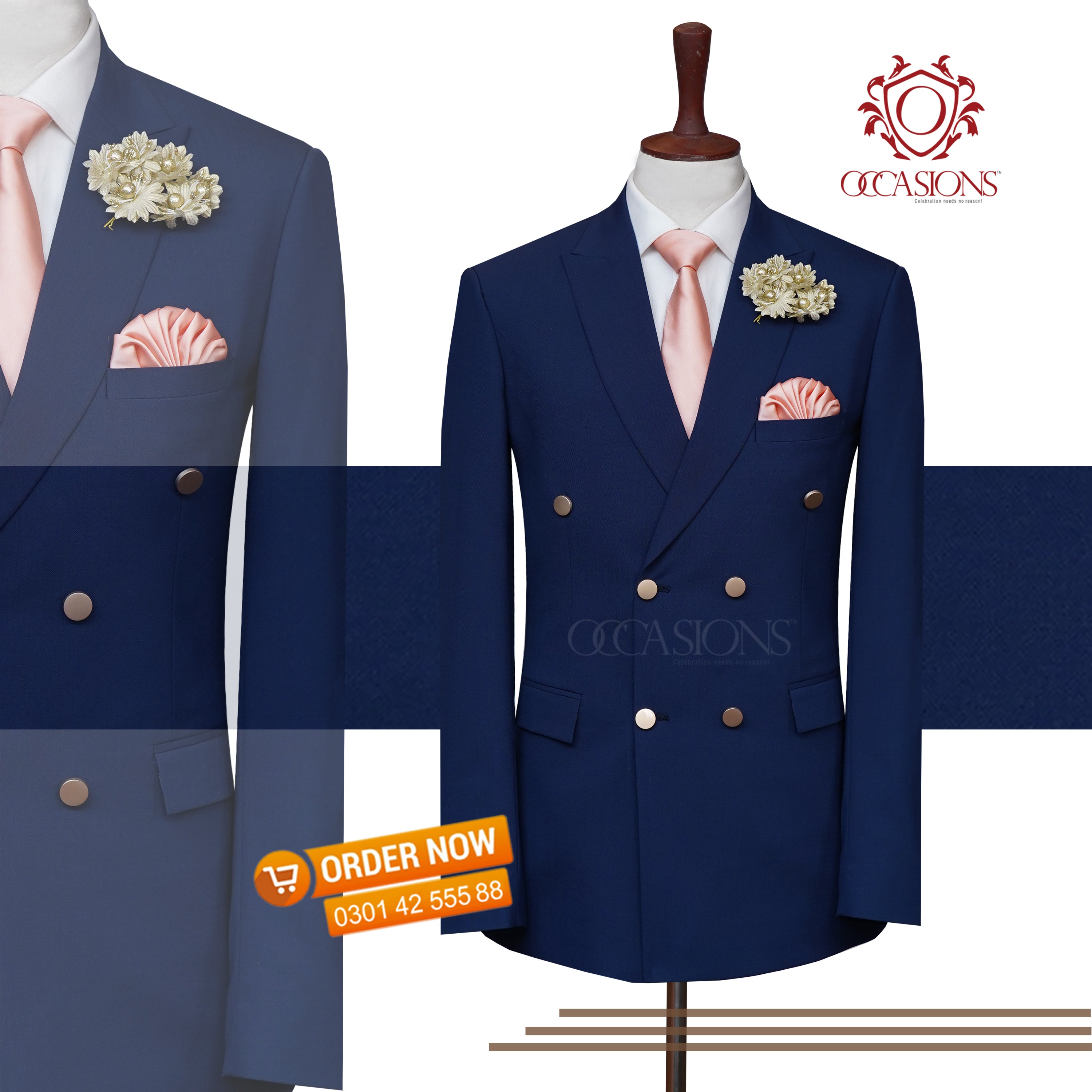 Kingsman Double Breasted Blue Wool Suit