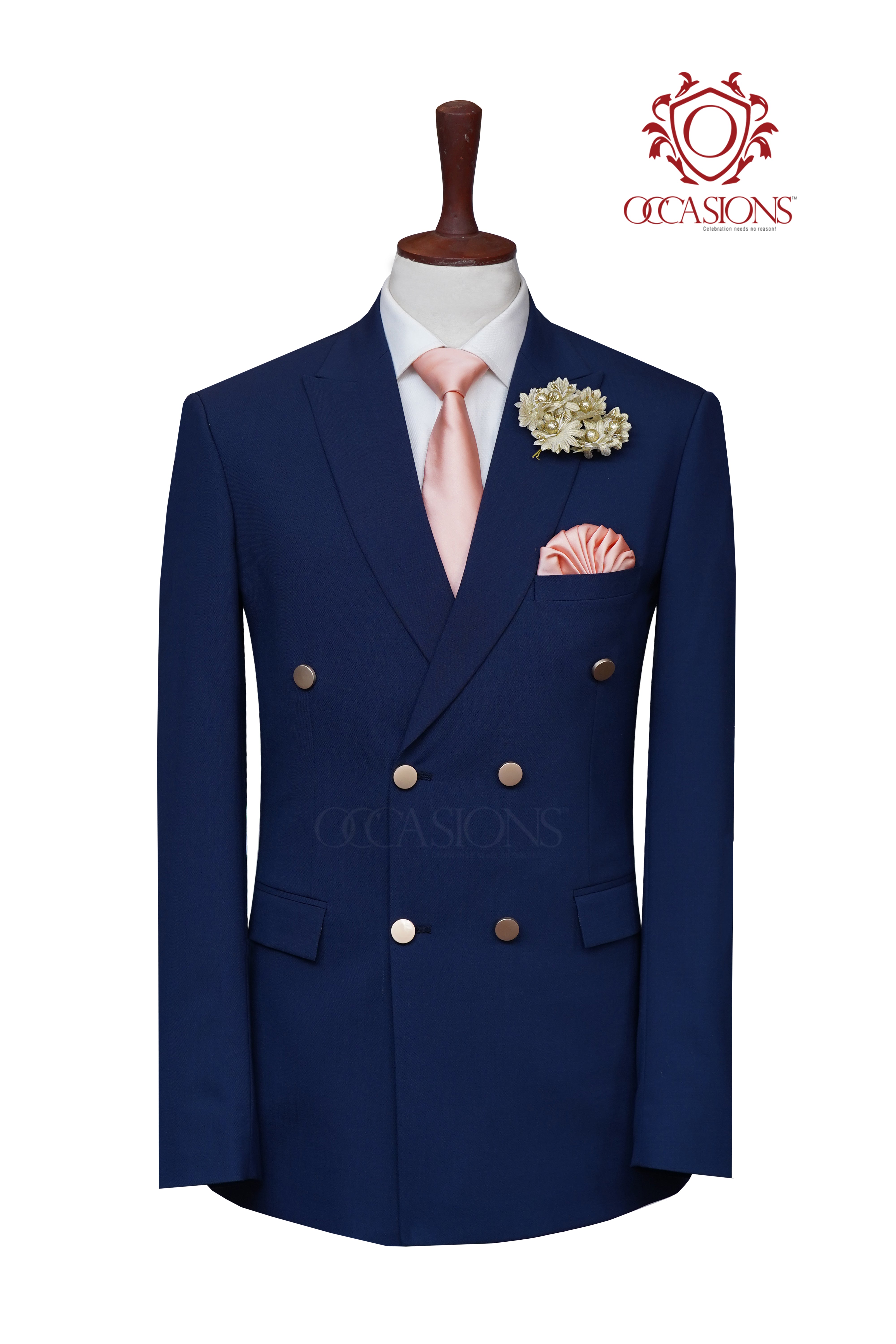 Kingsman Double Breasted Blue Wool Suit