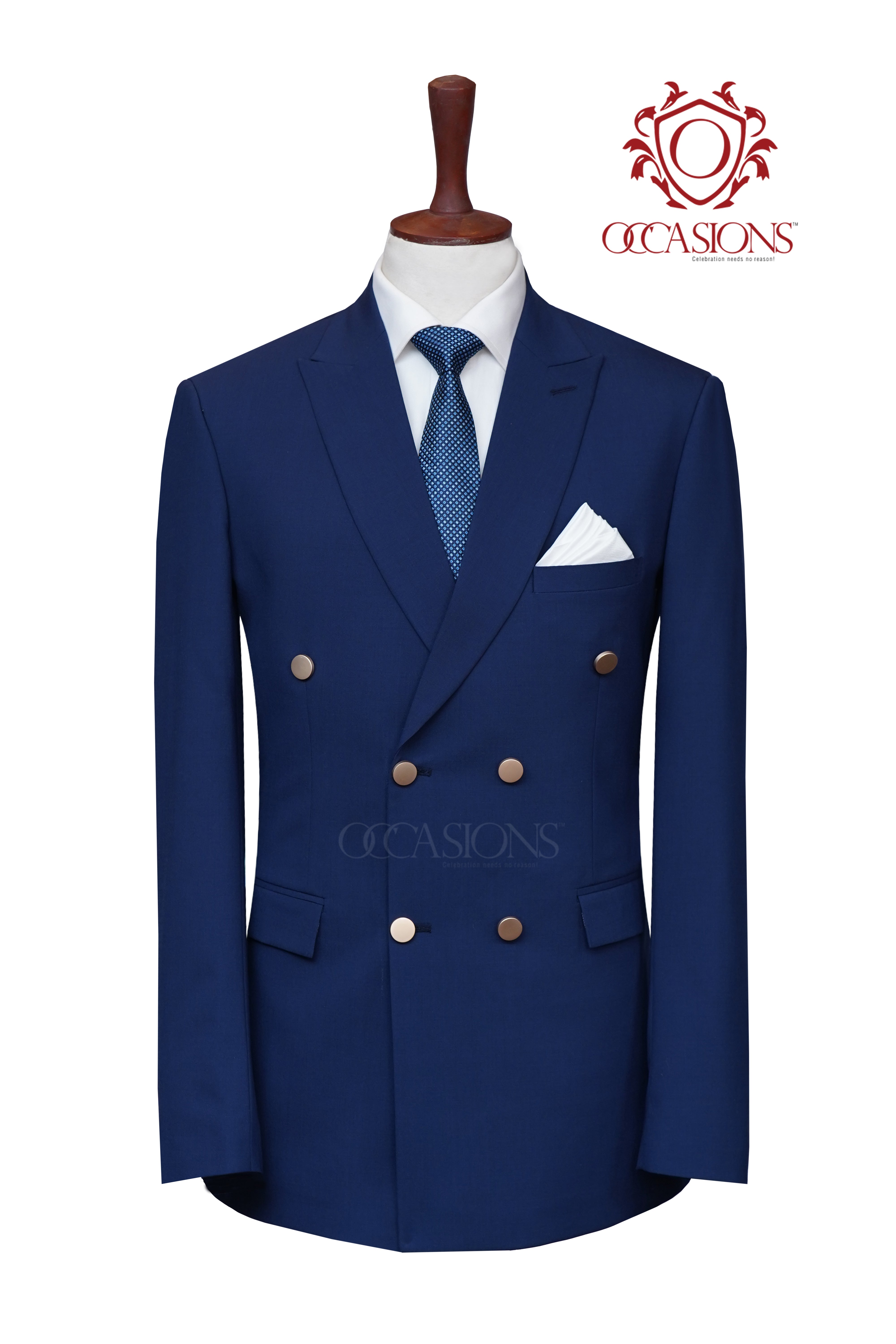 Double Breasted Blue Wool Suit