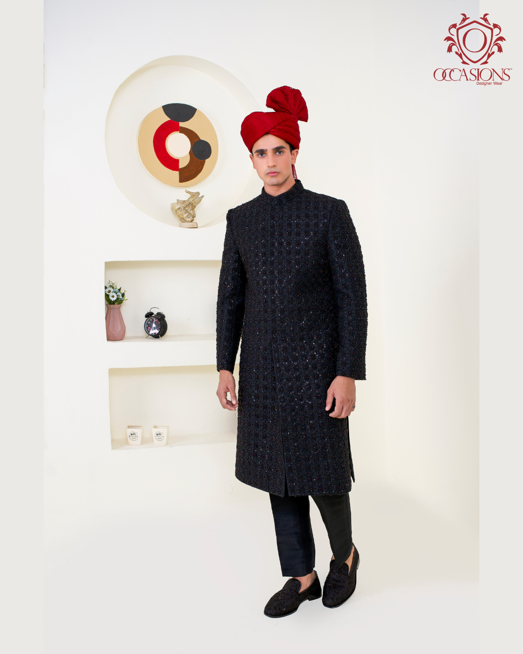 Black Floral Star Luxury Sherwani