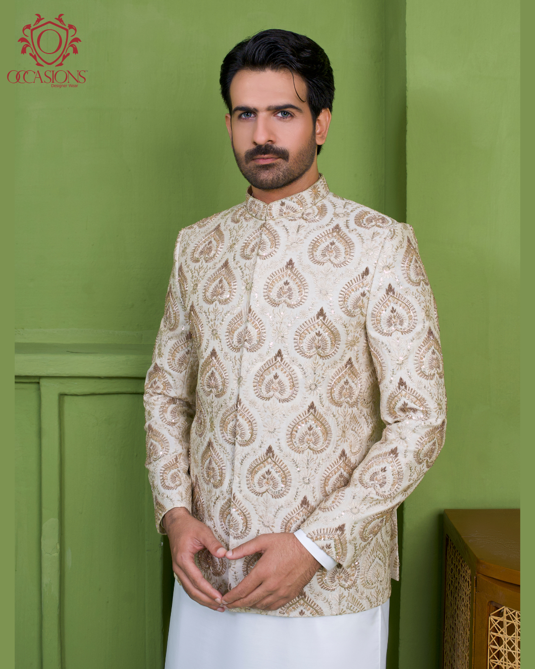 Skin Fawn Embelished Prince Coat