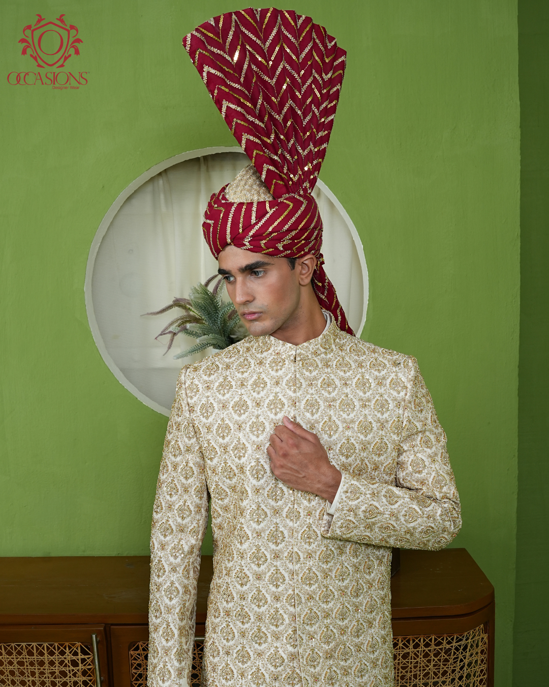 Skin Gold Emboriedery Luxury Sherwani