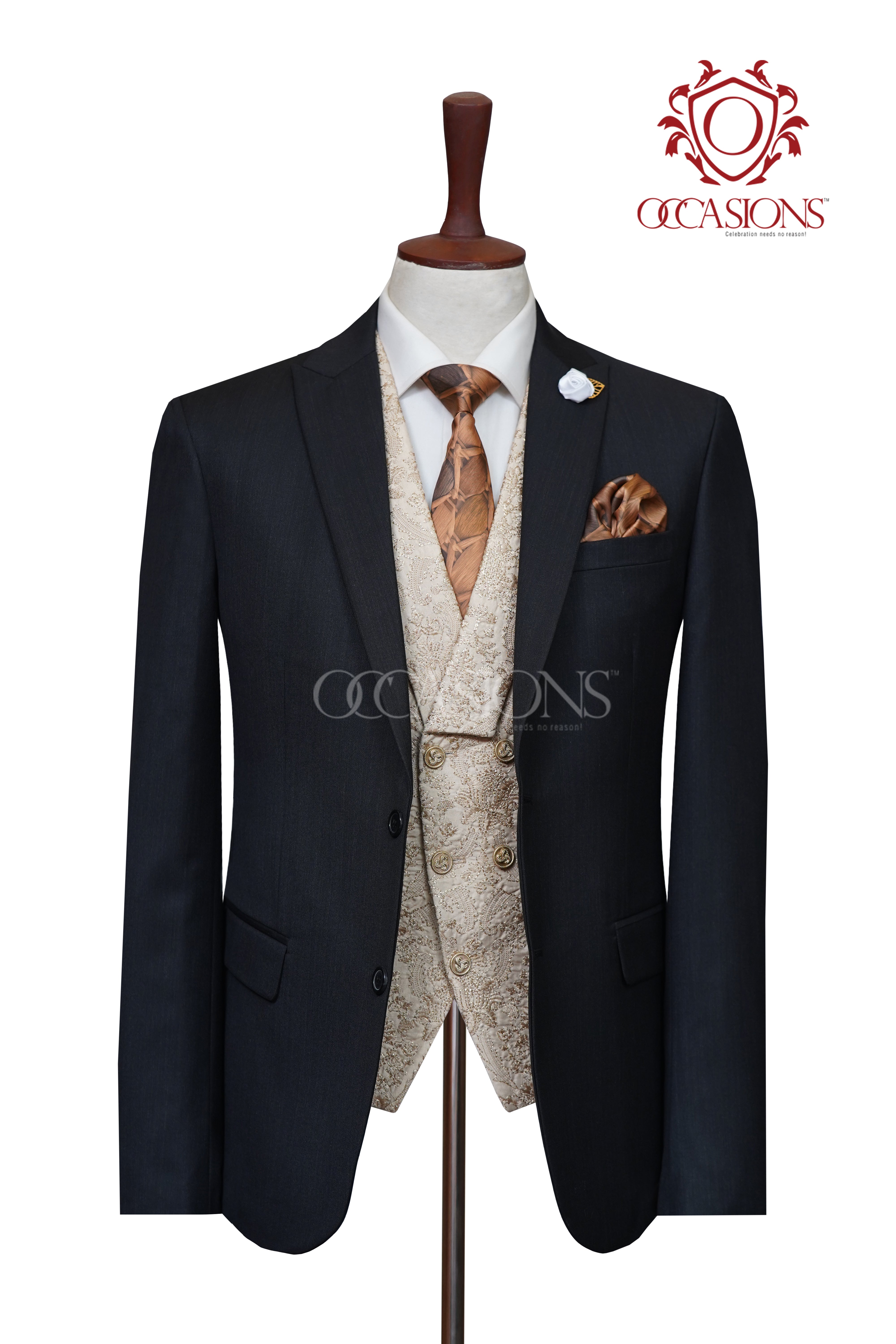 Royal Charcoal Three Piece Wool Suit Charcoal
