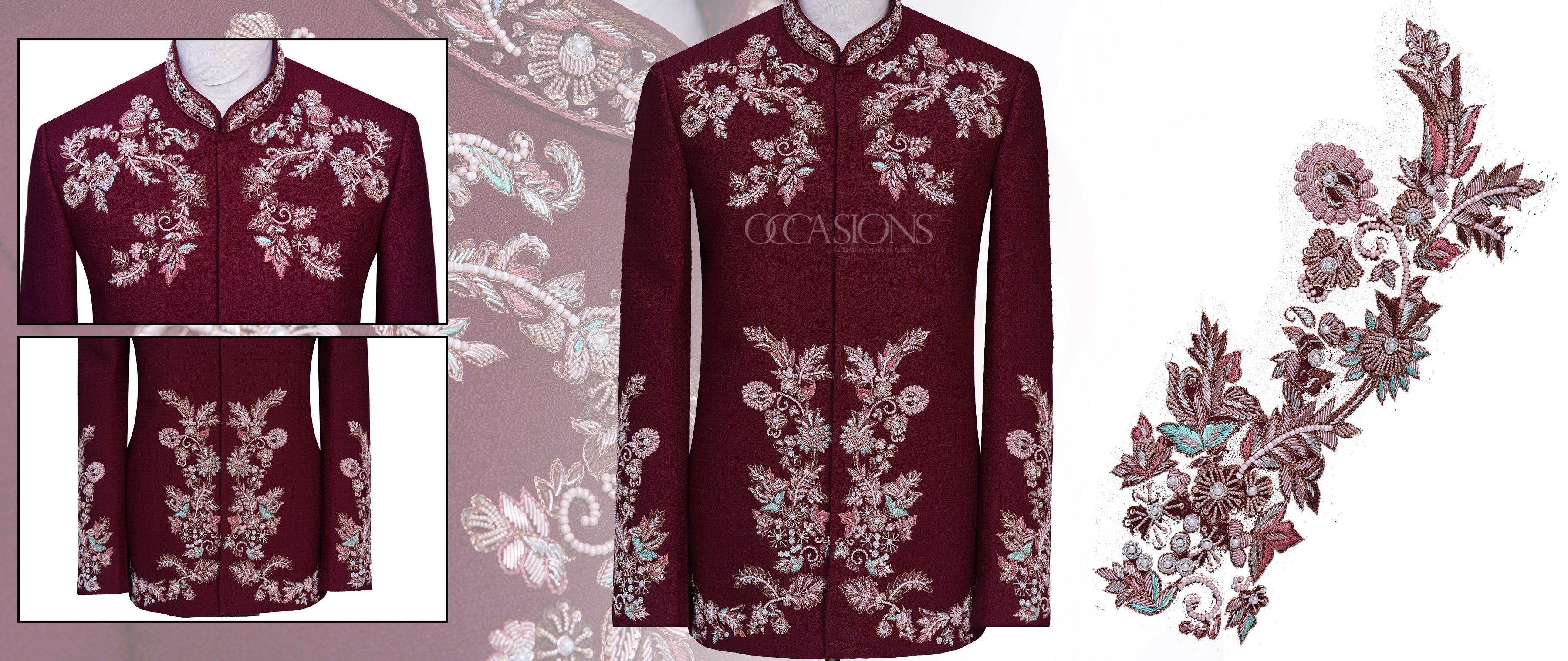 Sophisticated Maroon Luxury Prince Coat Maroon