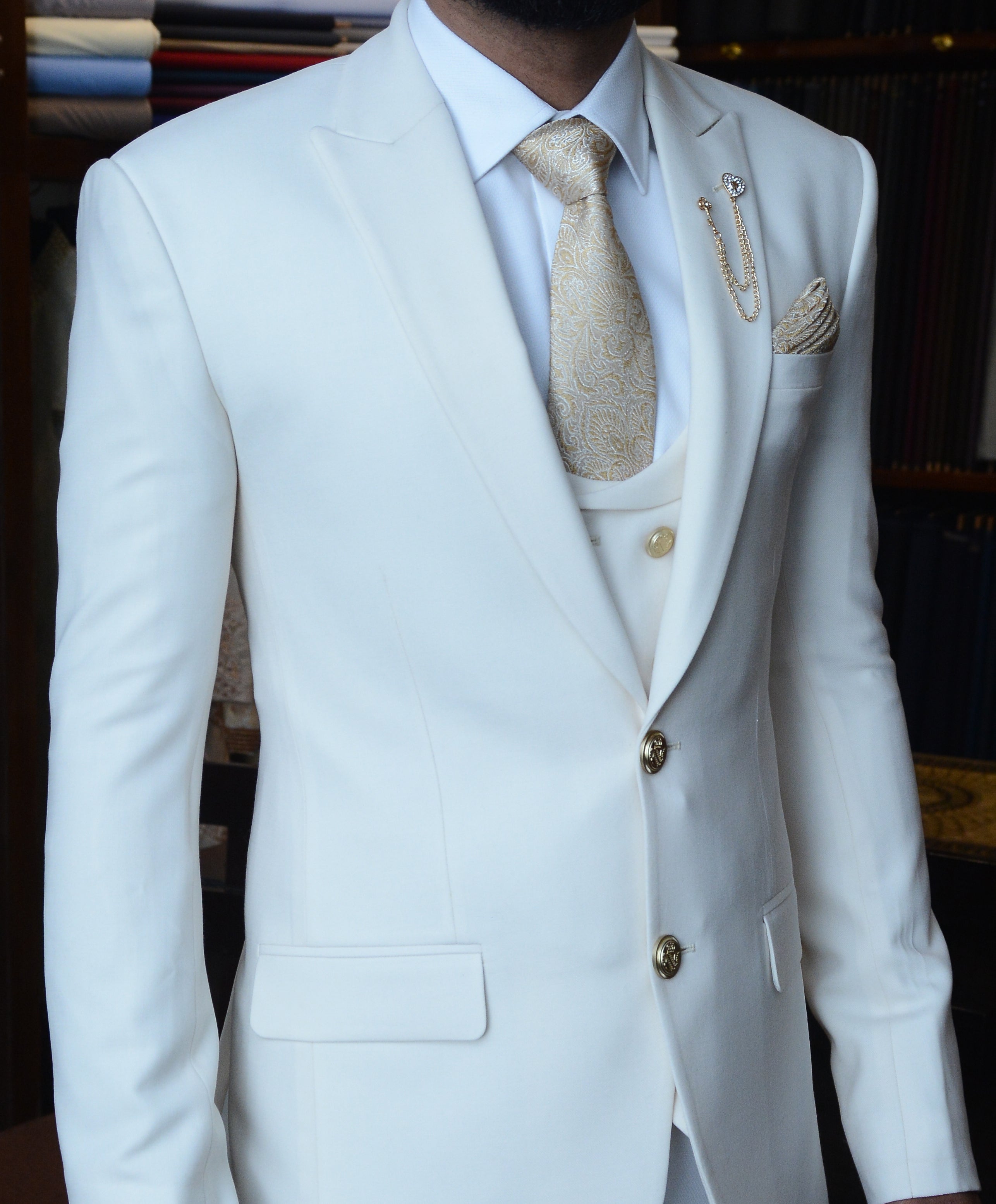 Iconic Ivory White Tuxedo Suit