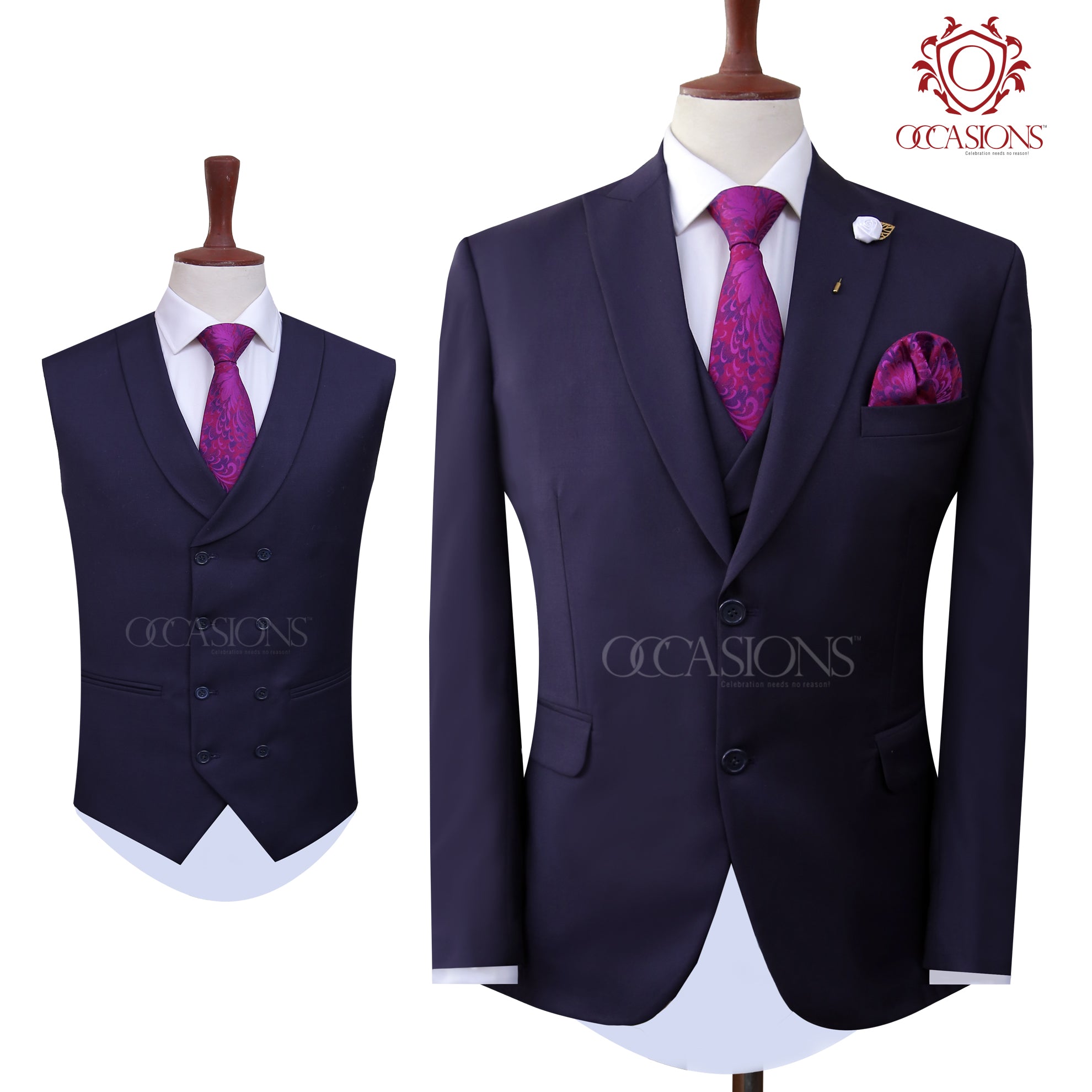 Classic Plum Three-Piece Suit for Men