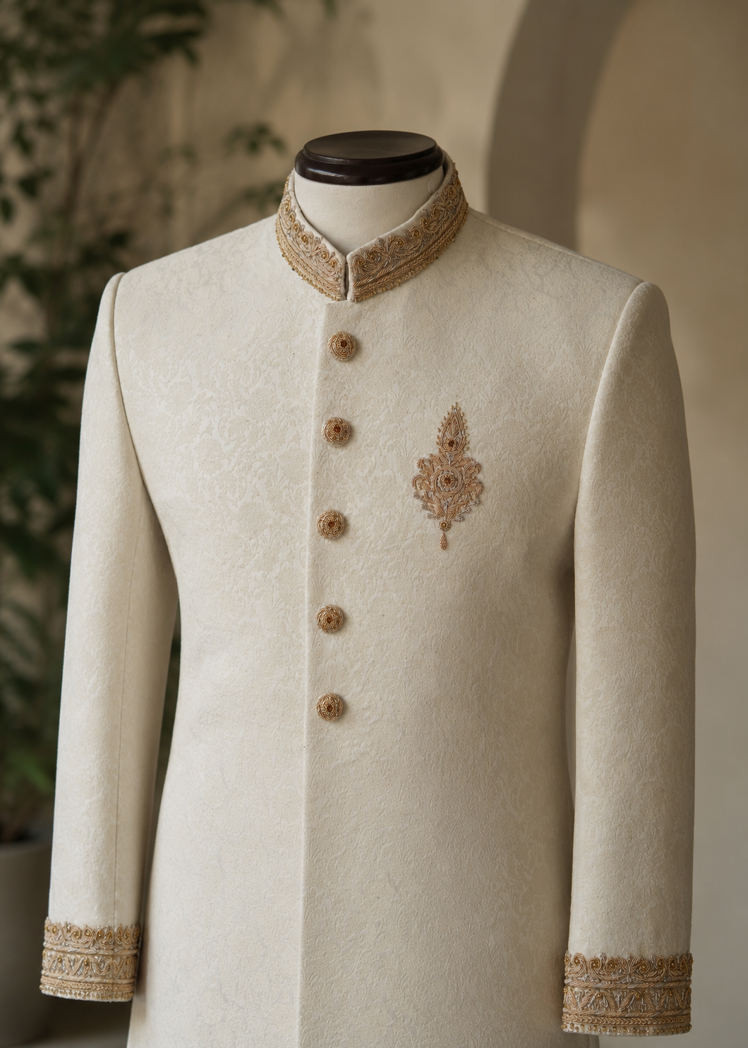 Karandi Base with Golden Embelished Sherwani