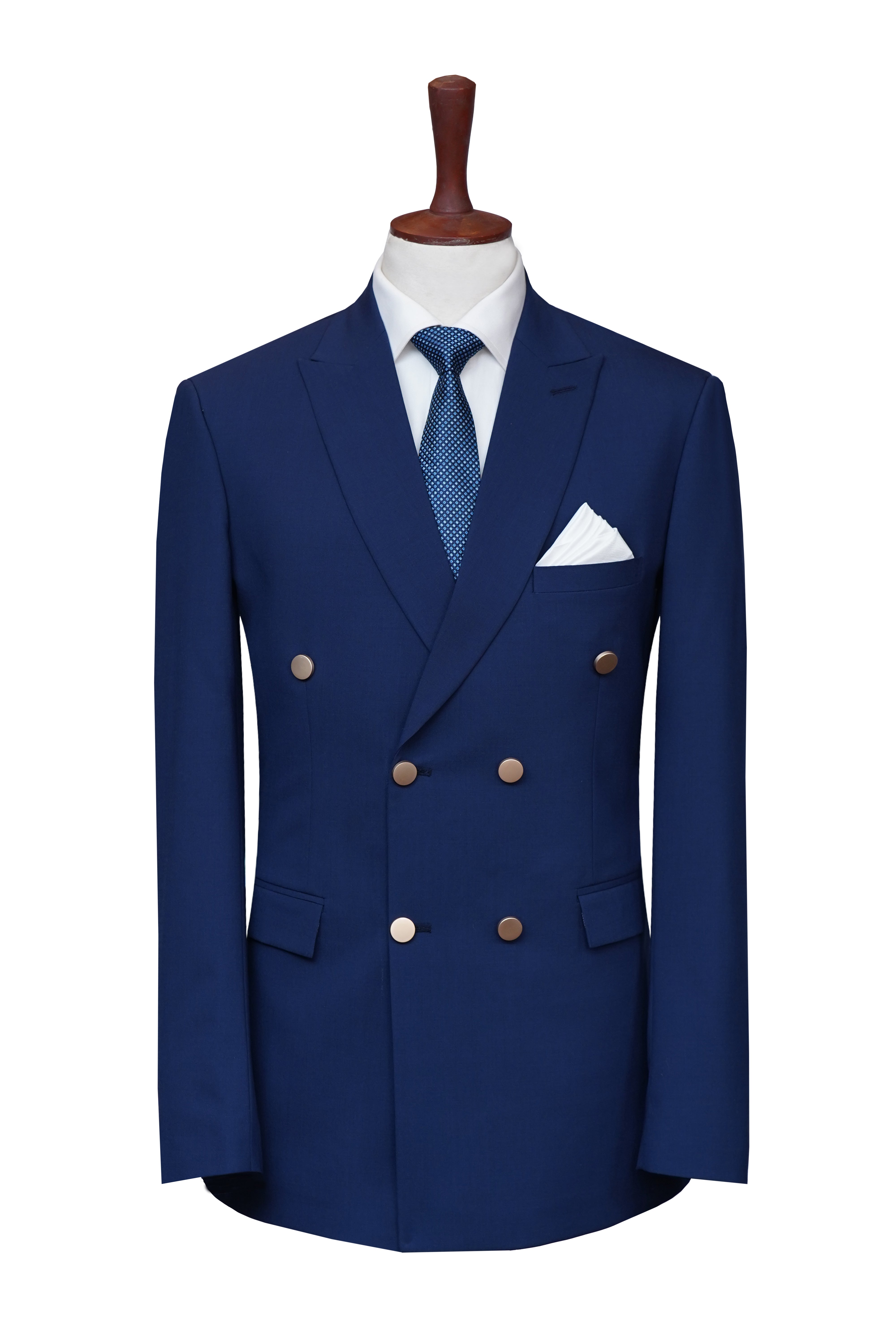 Double Breasted Blue Wool Suit Blue