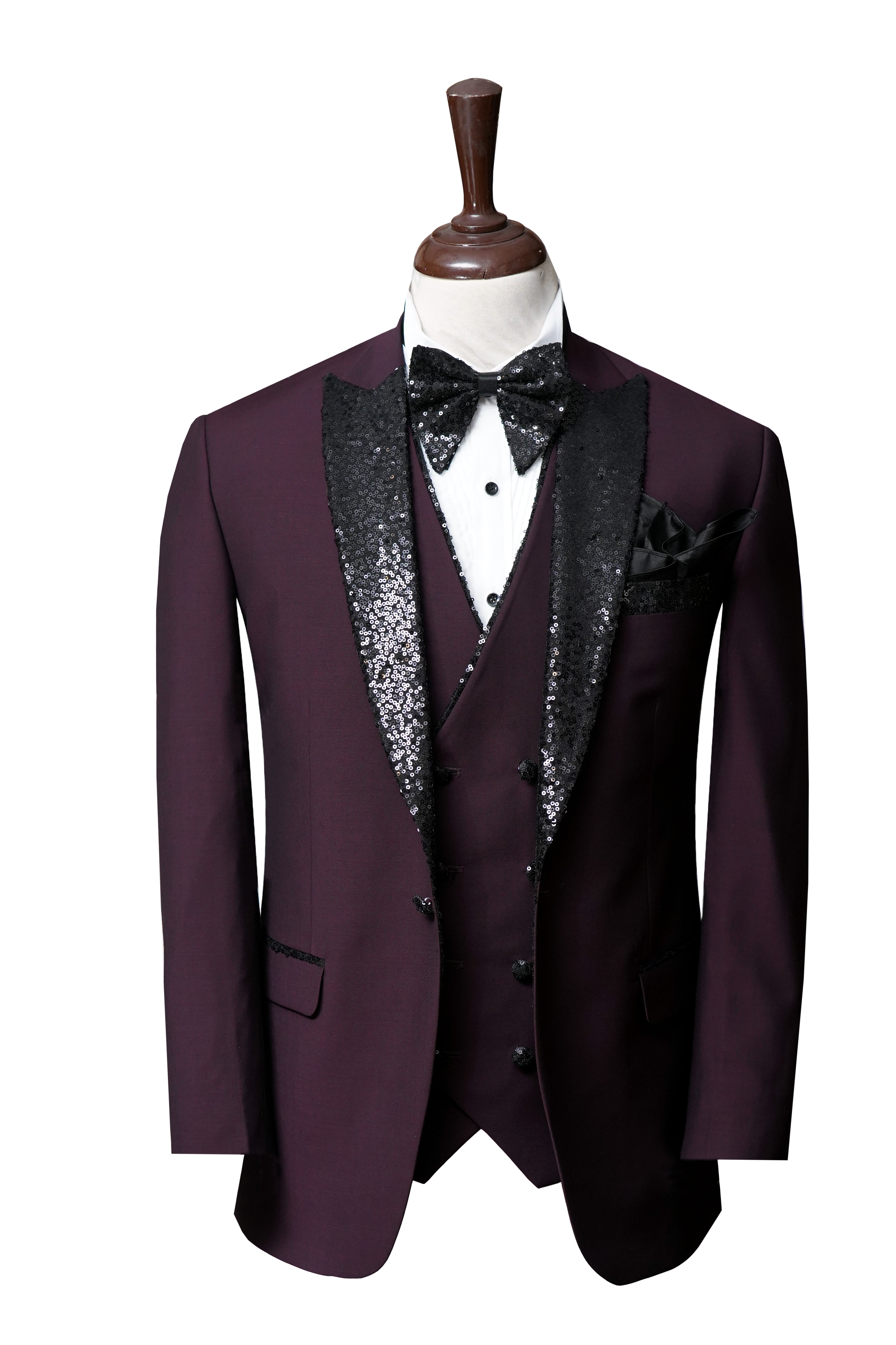 Maroon Burgandy Three Piece Suit