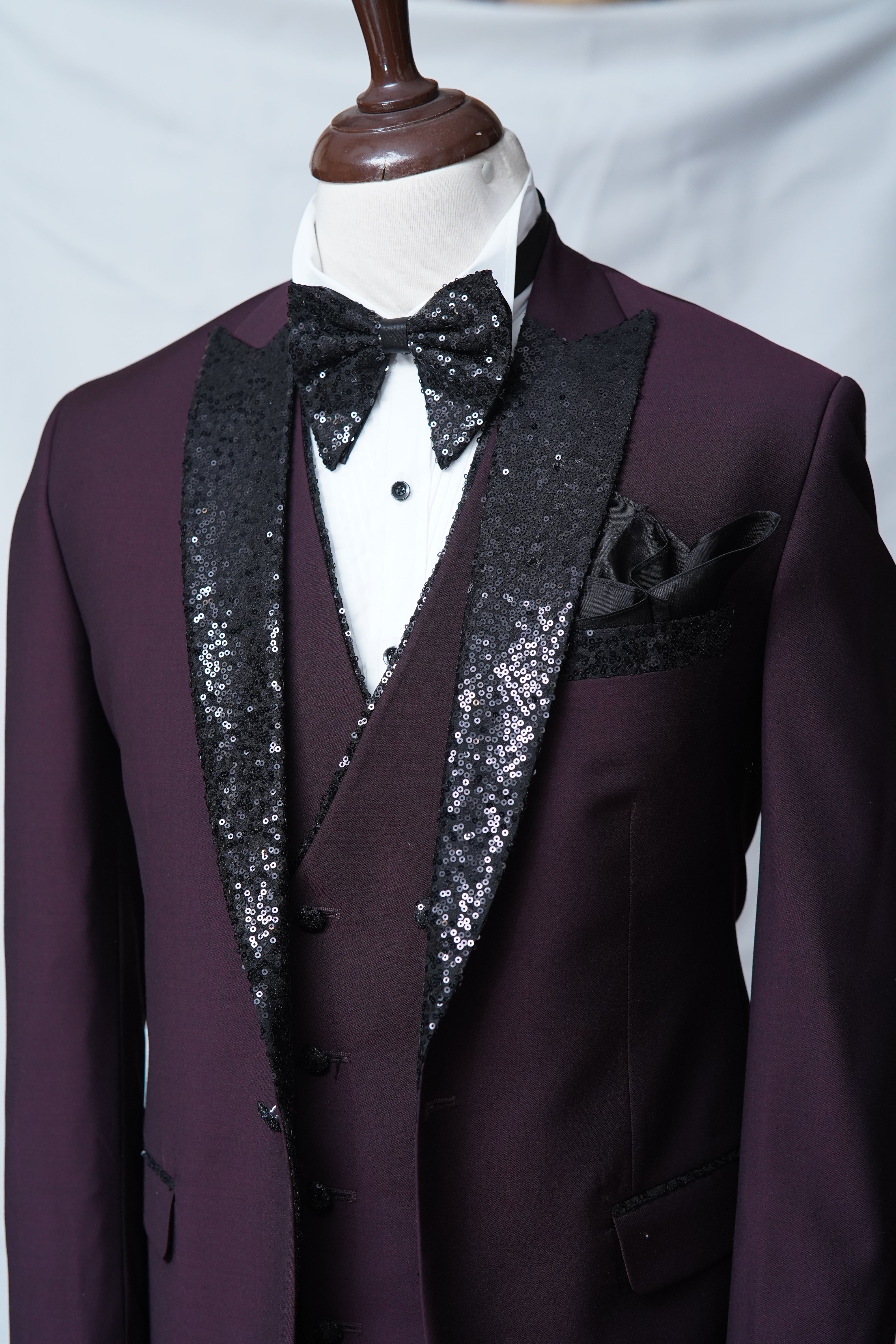 Maroon Burgandy Three Piece Suit