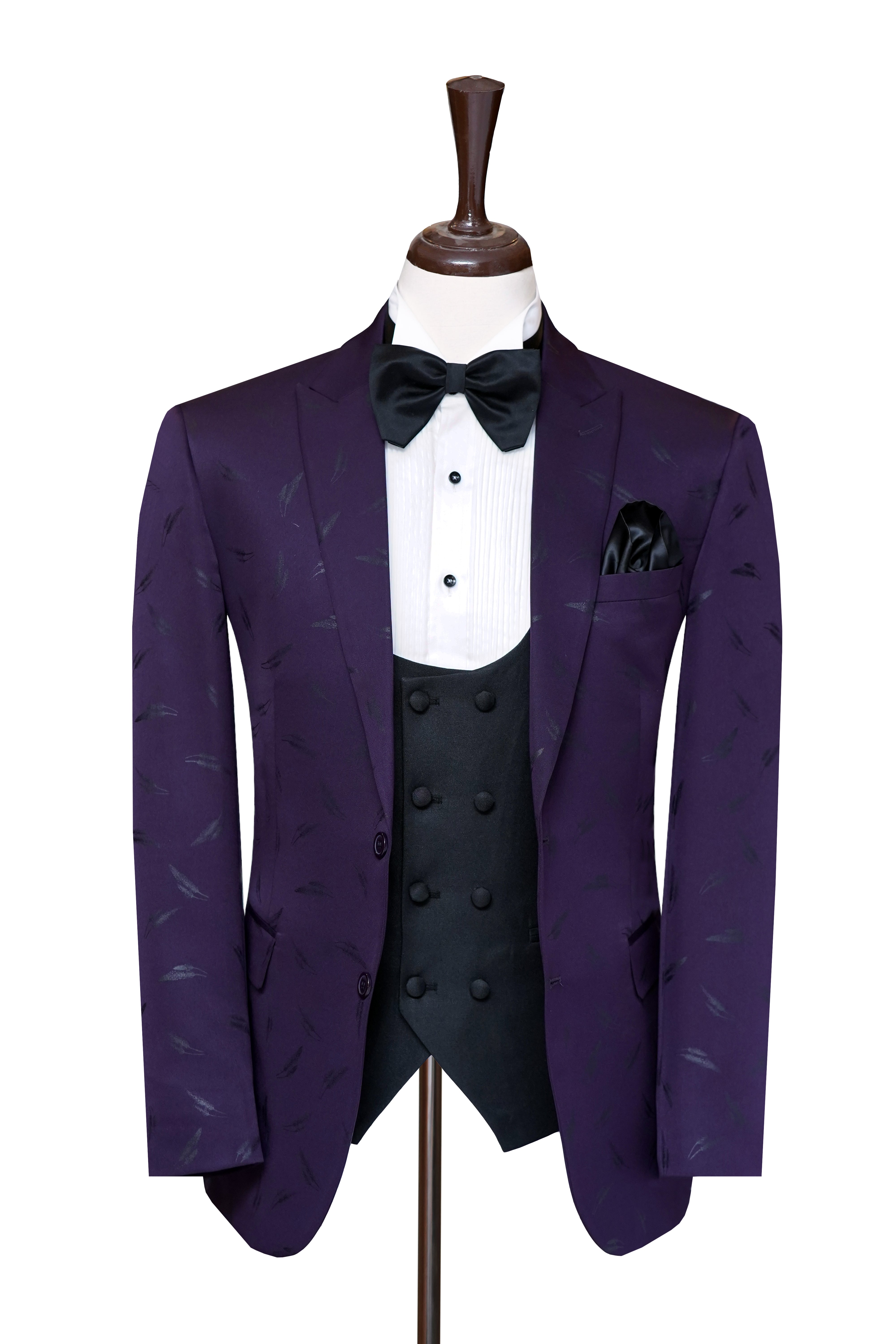 Refined Purple Black Tuxedo Suit