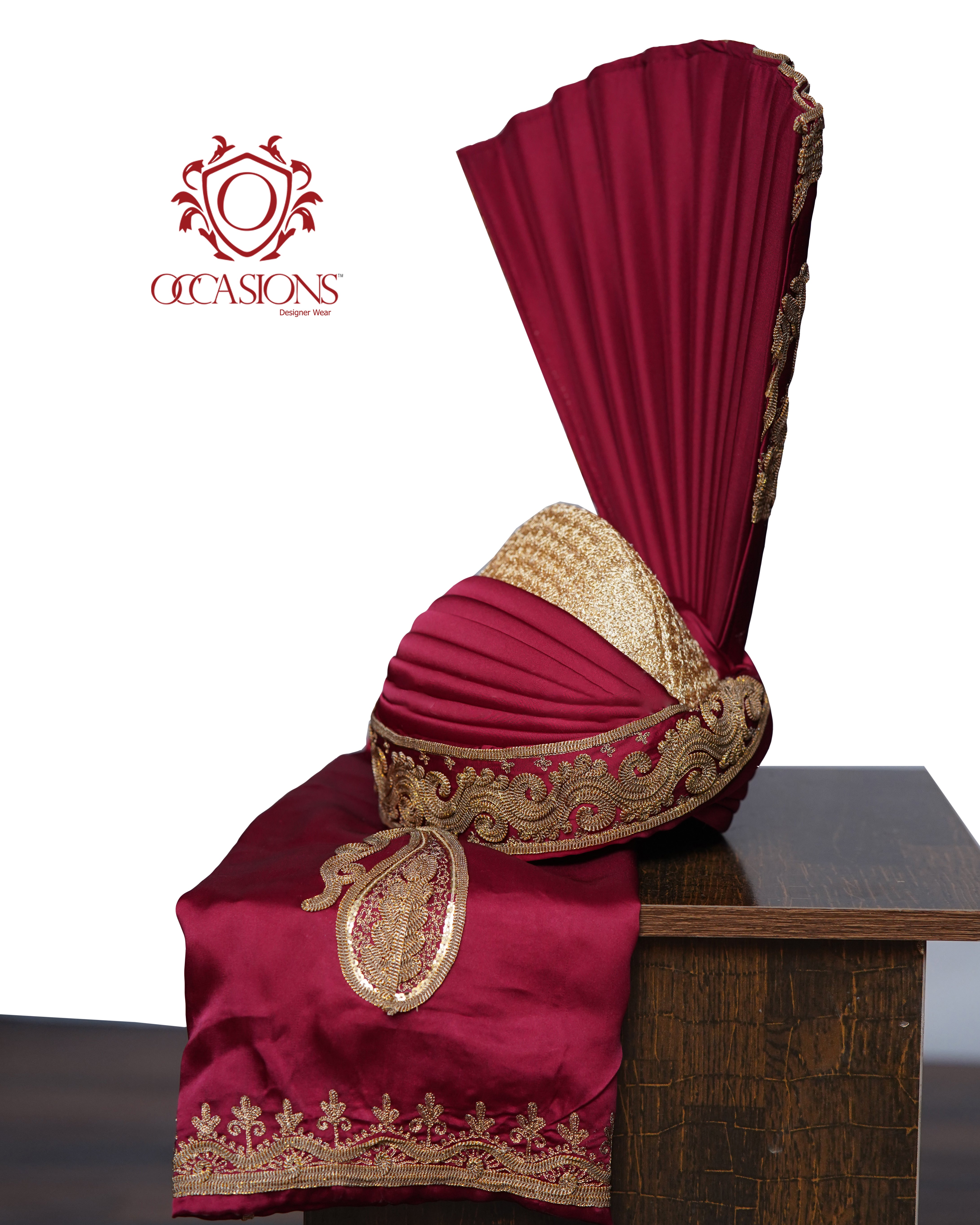 Designer Aitchison Turban in Maroon