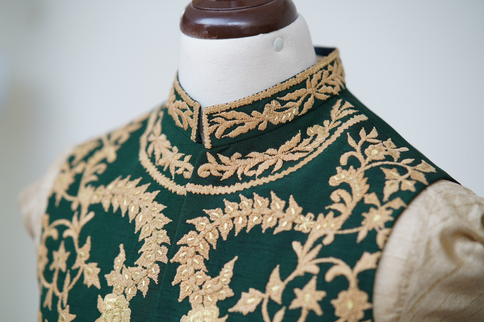 Bottle Green and Gold Waist Coat Bottle Green