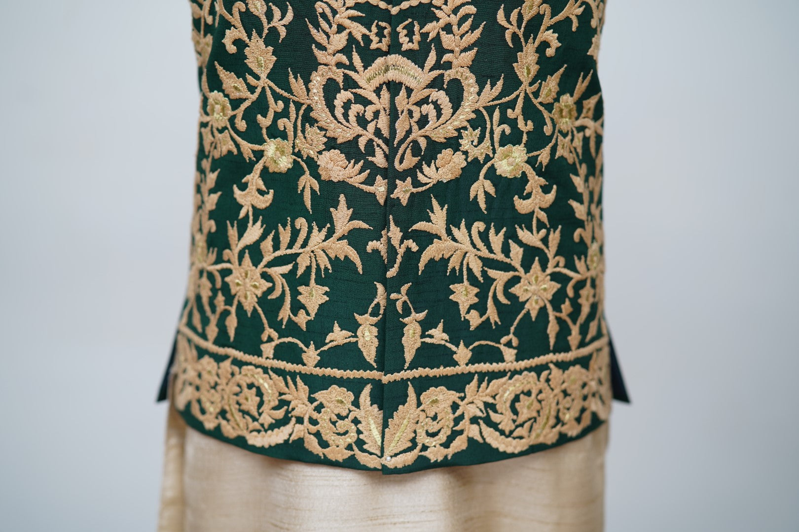 Bottle Green and Gold Waist Coat Bottle Green